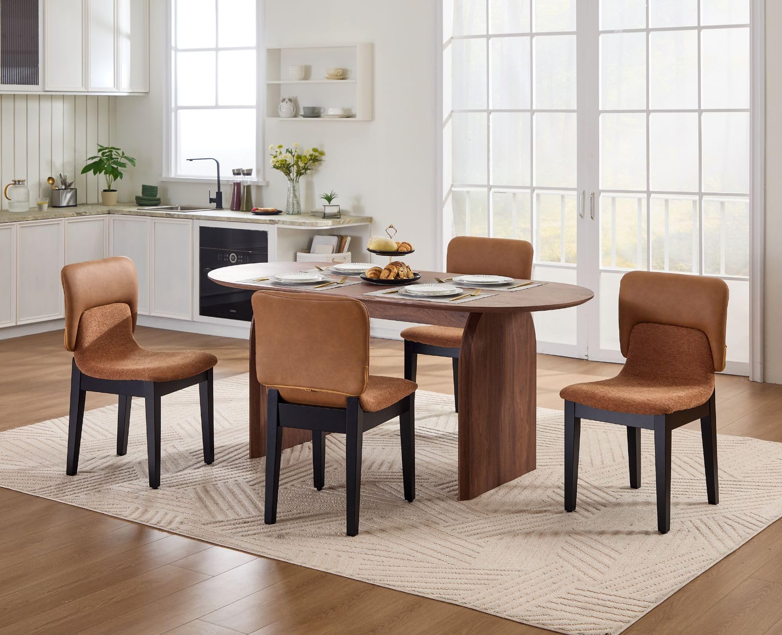 Ya-Home Juego de 2 Sillas de Comedor Silla Cocina Patas de Madera,Marrón