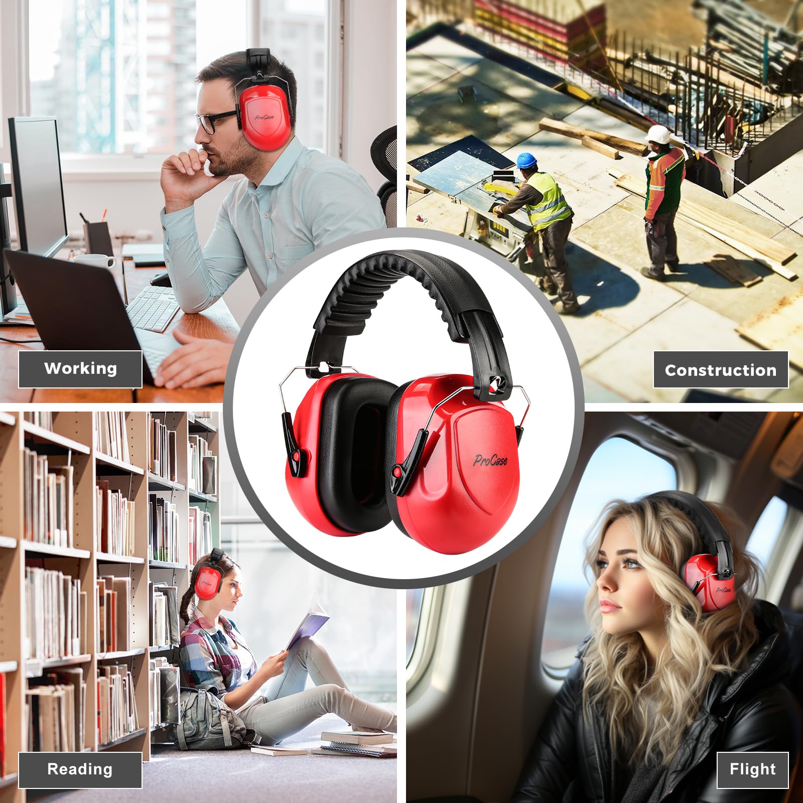 ProCase Hearing Protection Ear Muffs SNR 33dB, Noise Cancelling Headphones view 7