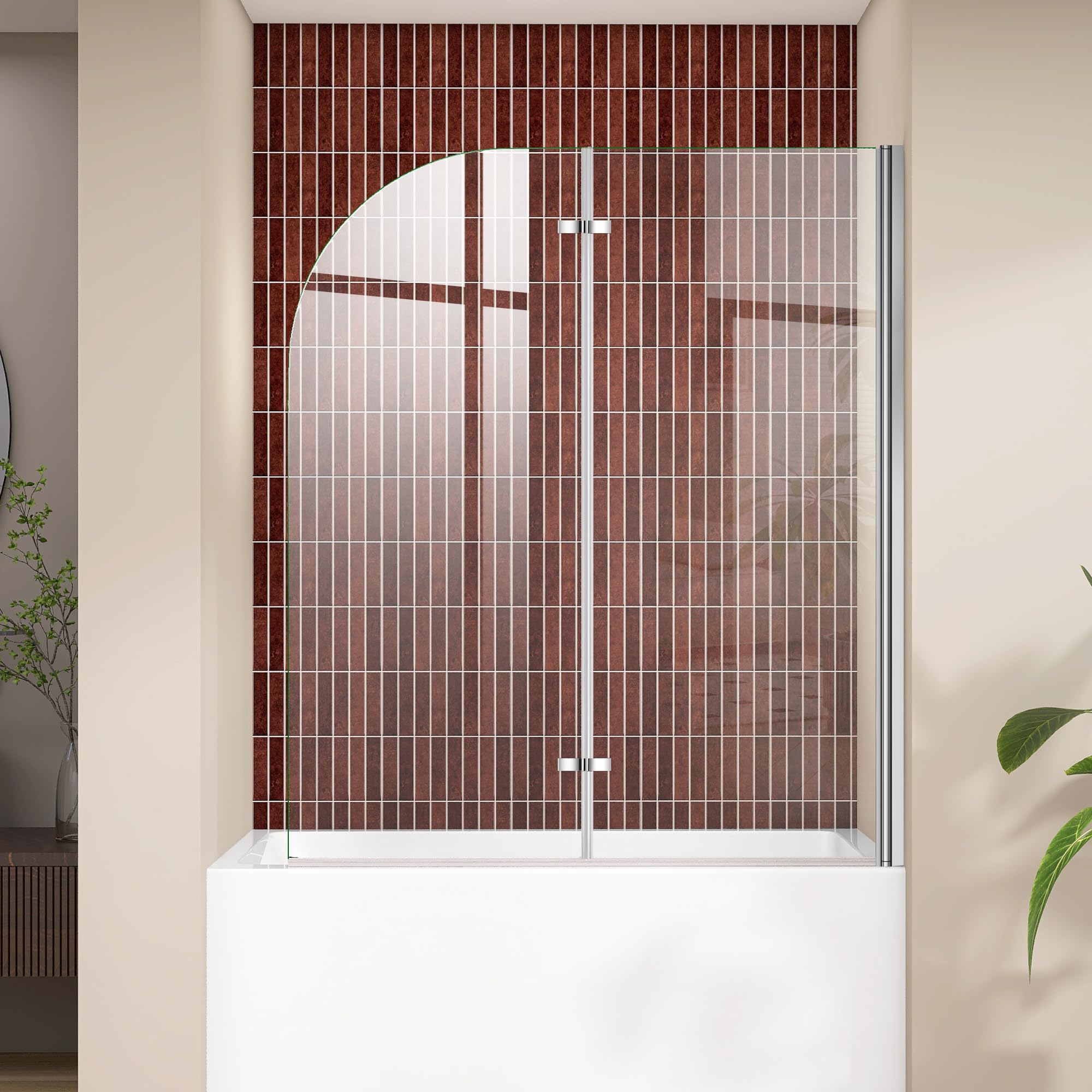 Photo 1 of TUKTUK 48" Frameless Pivot Tub Shower Door, Chrome
