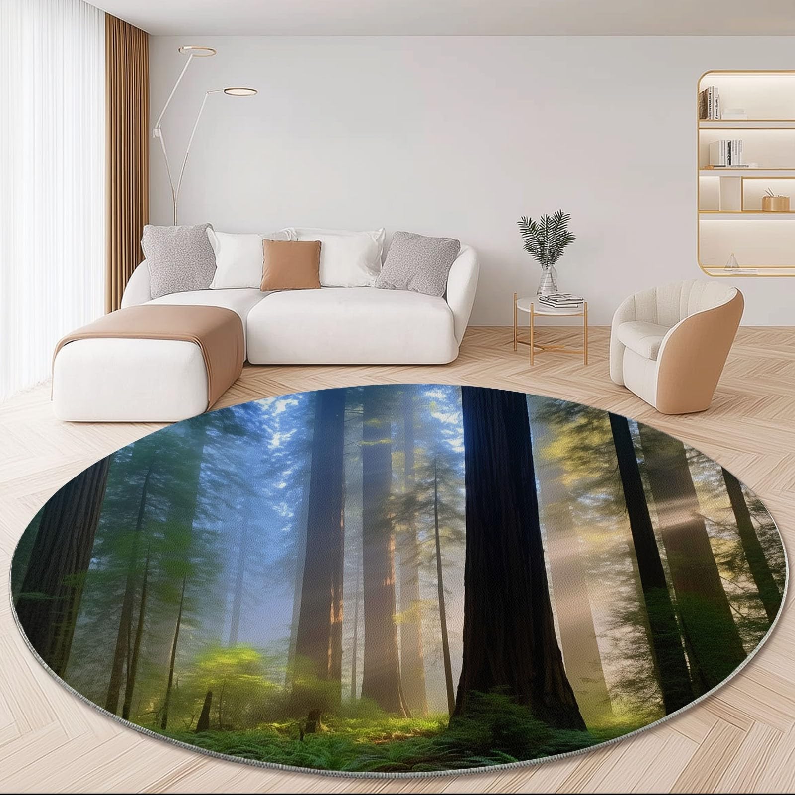 Tapis ronds vert foncé forêt pour sublimer le sol de votre chambre à coucher