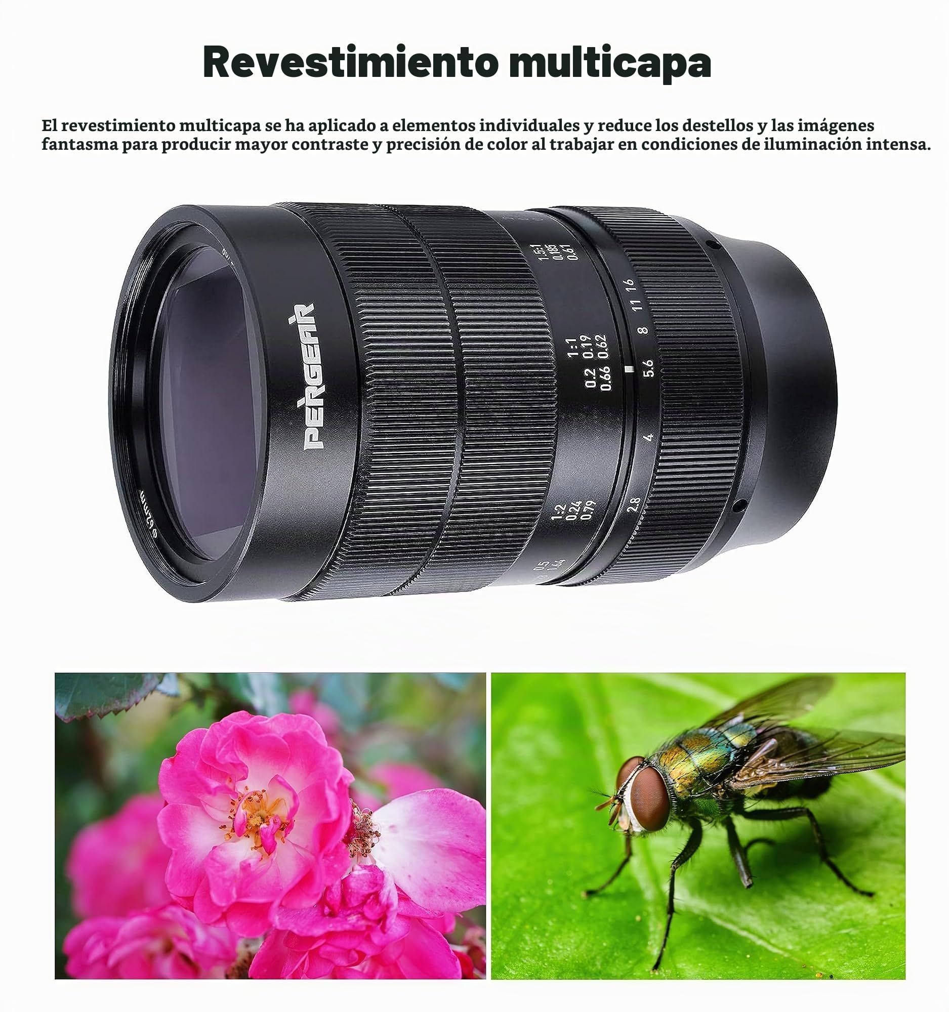 PERGEAR 60mm F2.8 II Lente Ultra macrocon Aumento 2X, Compatible con cámaras Sony E-Mount Cámaras sin Espejo Sony E-Mount Alpha a7 a7II a7III a7R a7RII a7RIII a7RIV a7S a7SII a9 a7C
