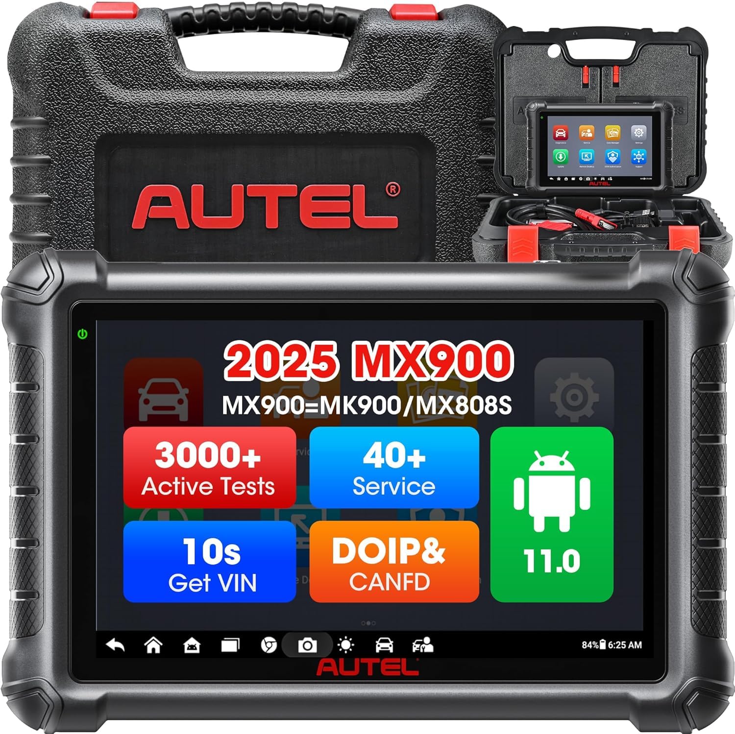 Autel MaxiCheck MX900 Bidirectional Scanner: 2025 OBDII Scan Tool as MK900 MK900BT MK900-BT, 8in Up of MaxiCOM MK808S MX808S MK808BT PRO, CAN FD DoIP, 3K+ Active Tests, 40+ Services, All Systems, FCA