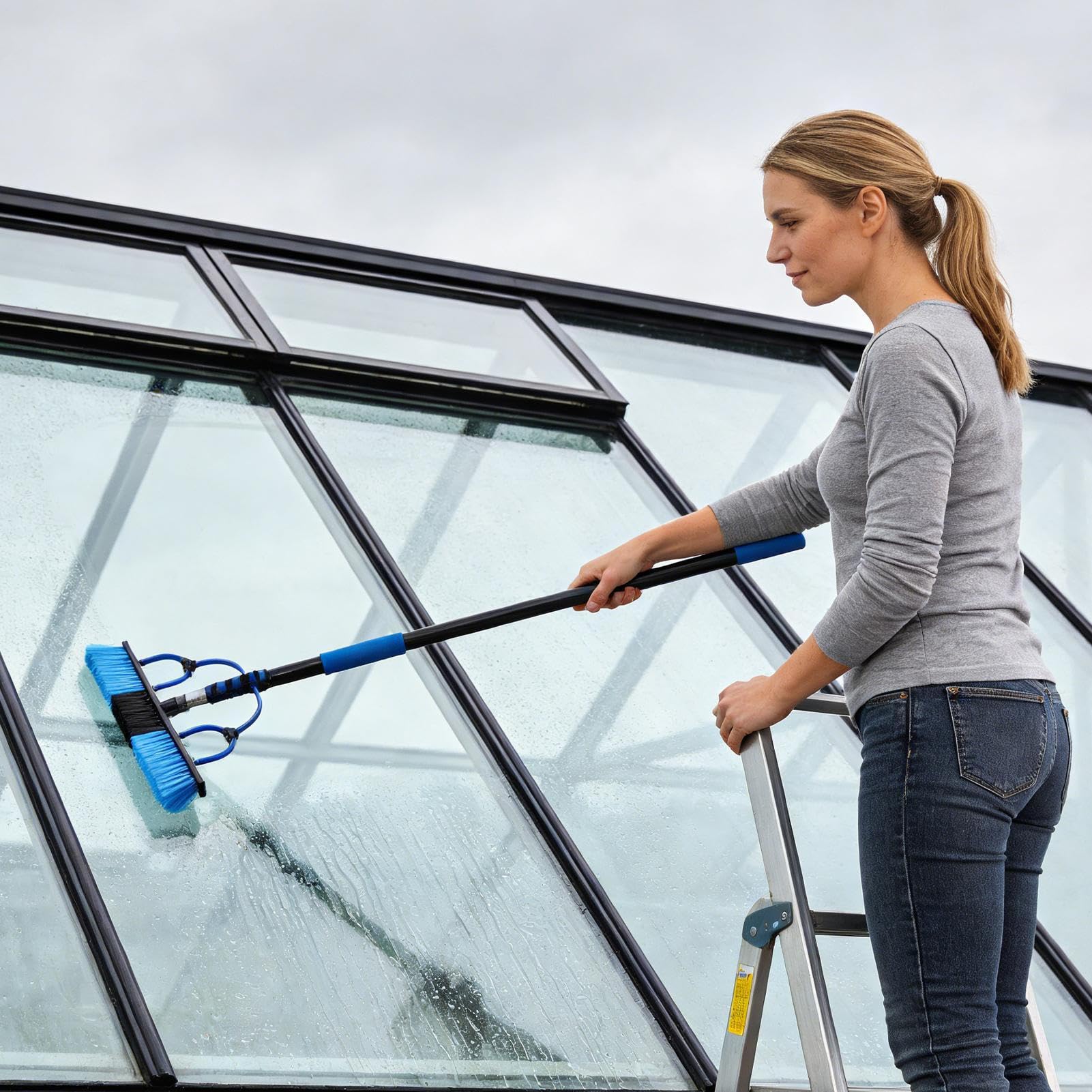 Kit De Limpieza Para Paneles Solares | Telescópico Con Alimentación De Agua | Cepillo De Limpieza Telescópico/196,85 Pulgadas De 5m Con Dispensador De Jabón Y Tubería De Agua De 10m | Para V