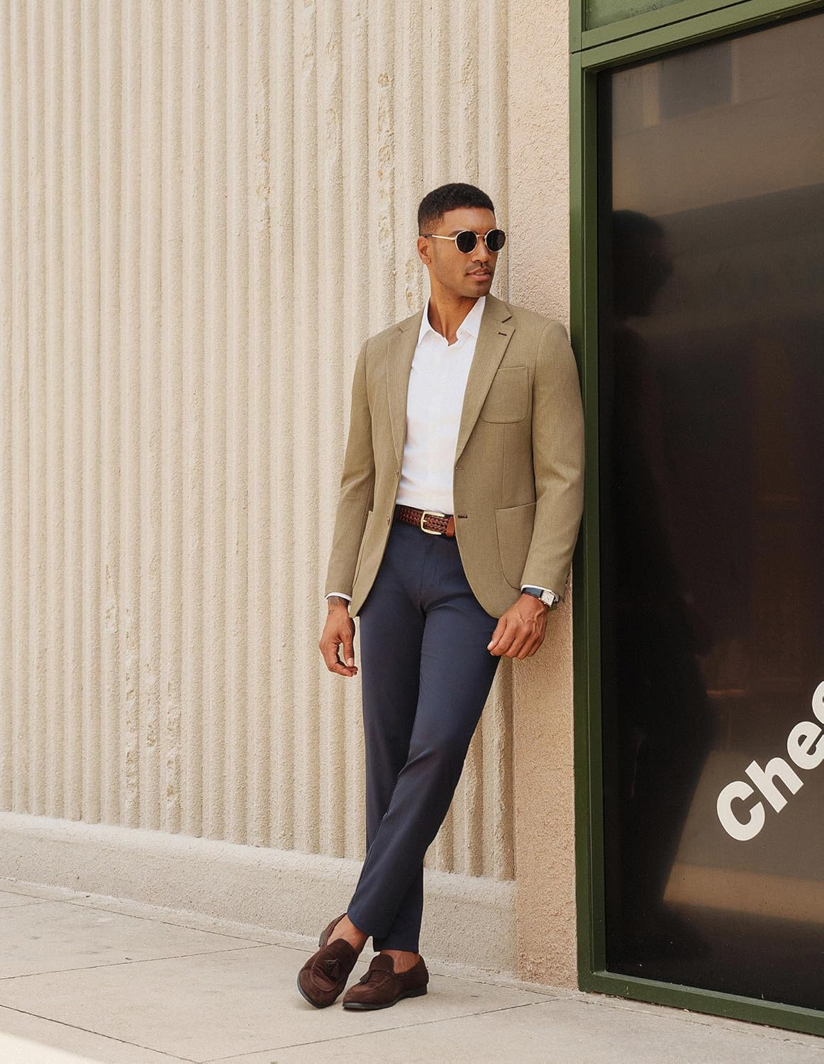 PJ PAUL JONES Mens Blazer Casual Two Button Sport Coats Notched Lapel Solid Suit Jackets - Image 2