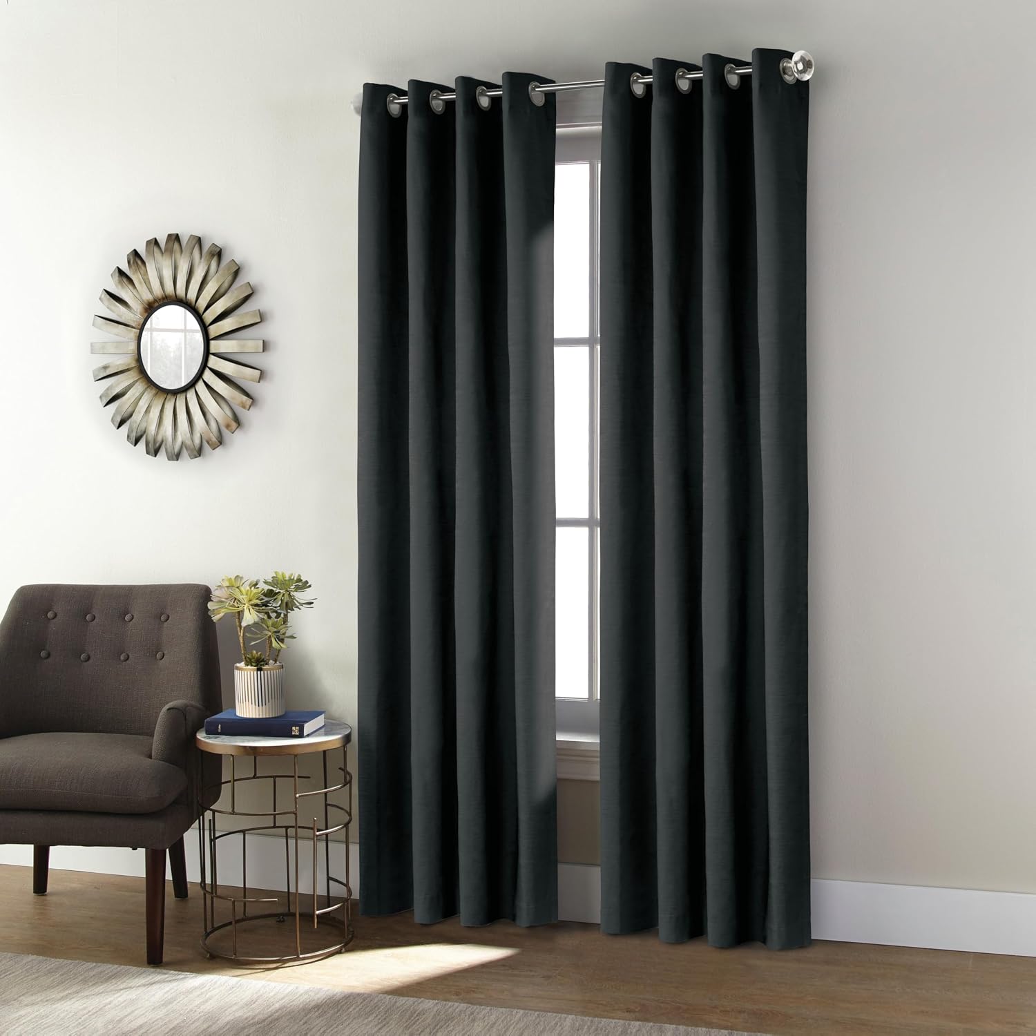Loft Living Spirit Total Blackout Textured Curtain Panel 52" x 84" in Black