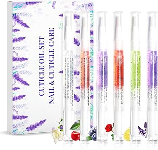 SULLMAR 6Pcs Nail Cuticle Oil Pens - 6 Natural Scents for Moisturizing Cuticles, Stronger Nails & Hangnail Relief