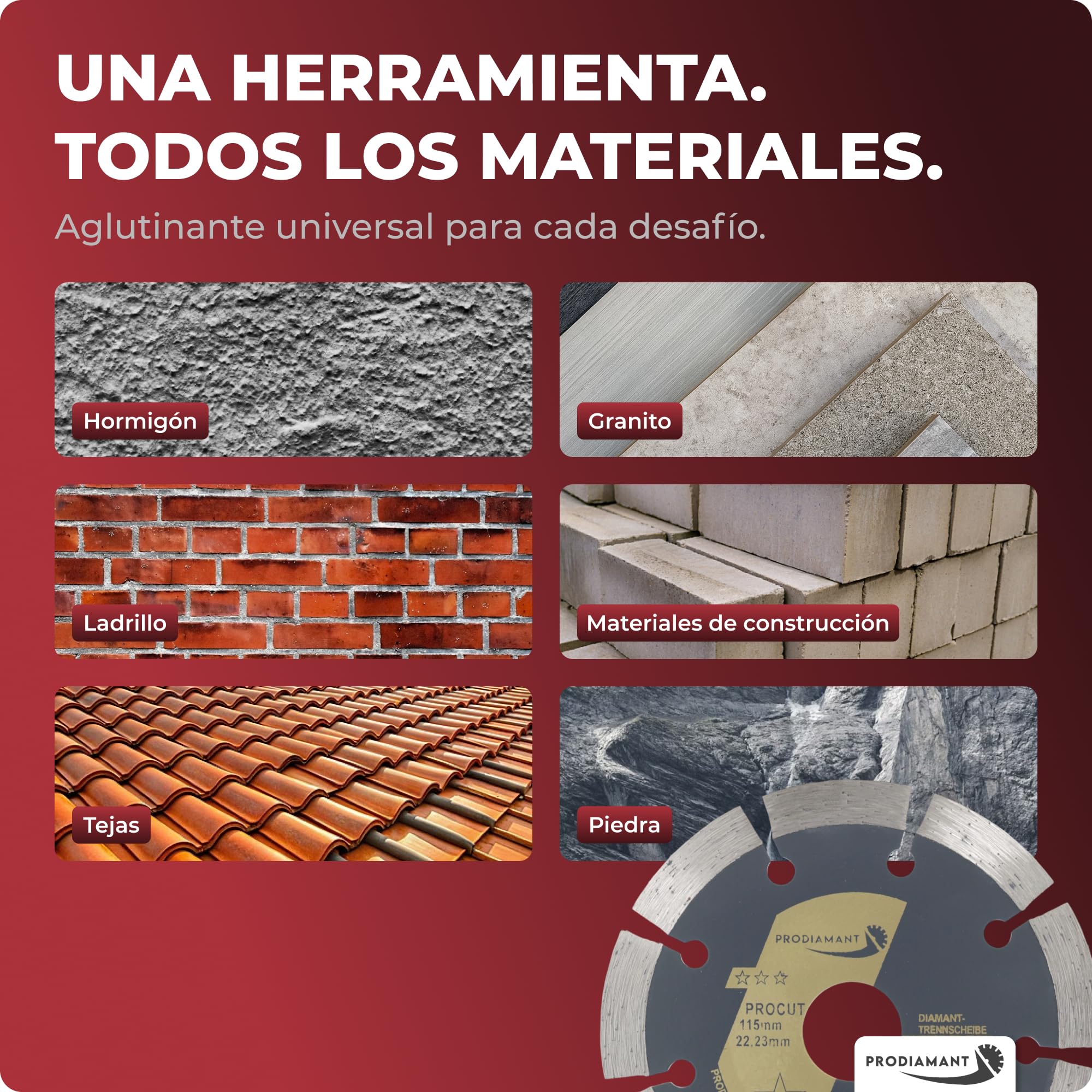 PRODIAMANT disco de corte de diamante universal 115 x 22,2 mm hormigón, piedra, ladrillo Disco de diamante 115mm segmento 10mm