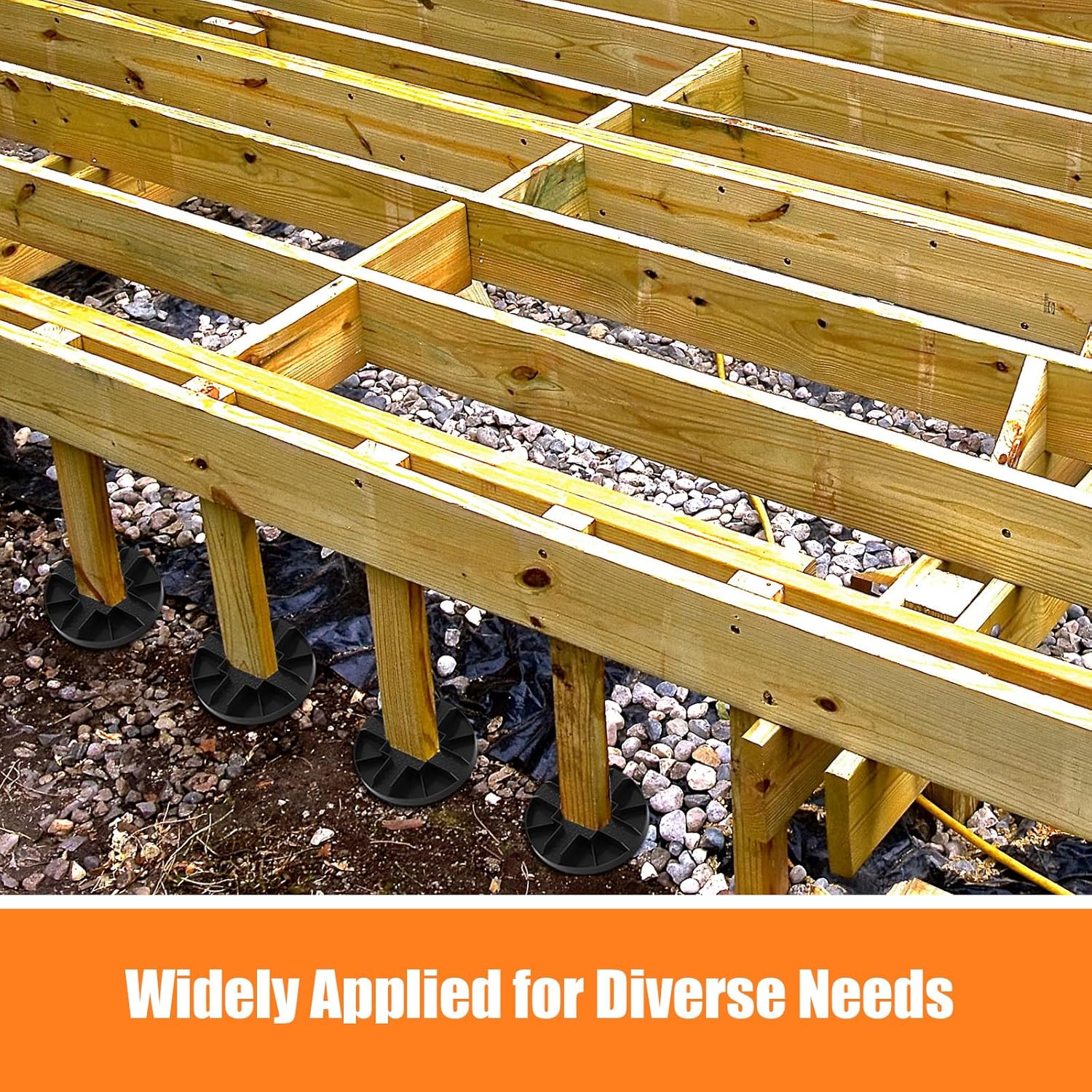 8 Pack 10inch Original Round Heavy Duty Deck Block Foundation Support Base Durable Plastic Deck Support Pedestal Floating Shed Platform Base for Piers, Decks, Post and Beam Construction