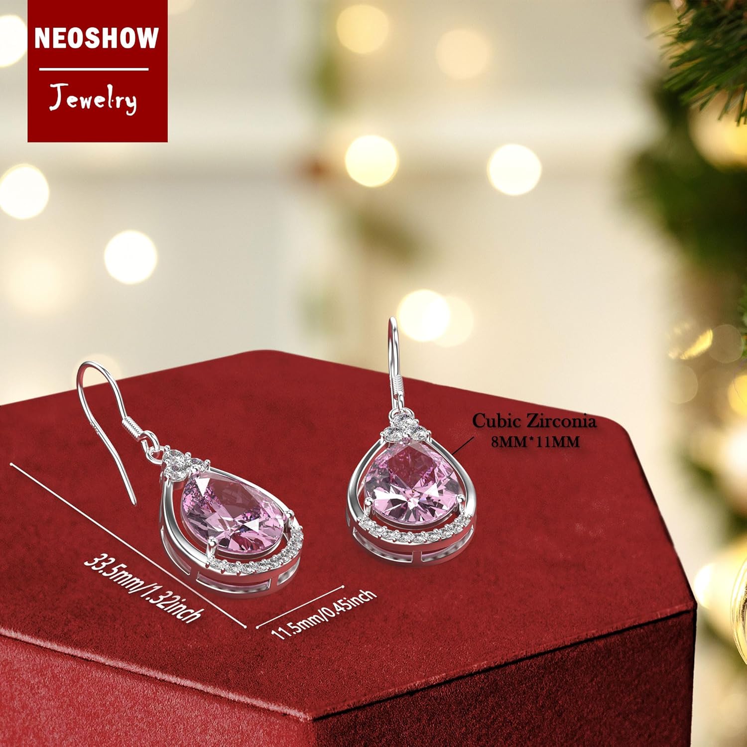 18K White Gold Plated Sterling Silver Teardrop Cubic Zirconia Drop Dangle Earrings for Women Pear Cut CZ Diamond Dangle Earrings Hypoallergenic Jewelry - Image 3