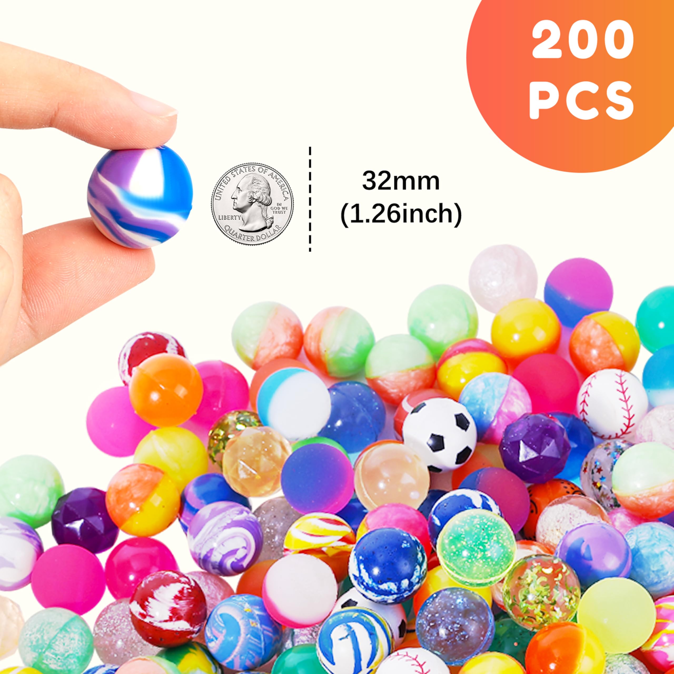 Bancing Ball Snapklik.com : Pllieay 200 Pieces Bouncing Ball, 32mm Bouncy Balls ...
