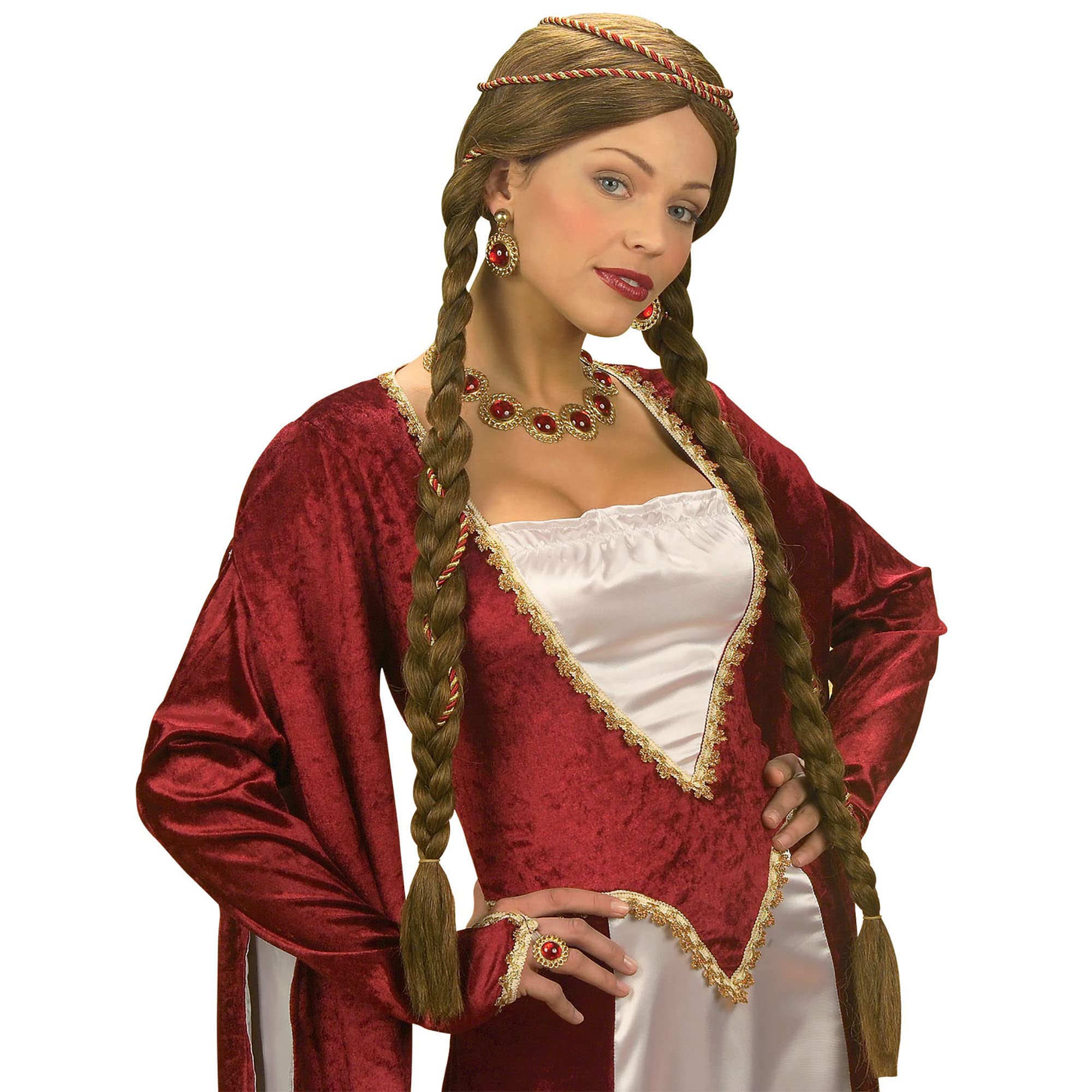 Renaissance Queen Brown Wig for Hair Accessory Fancy Dress