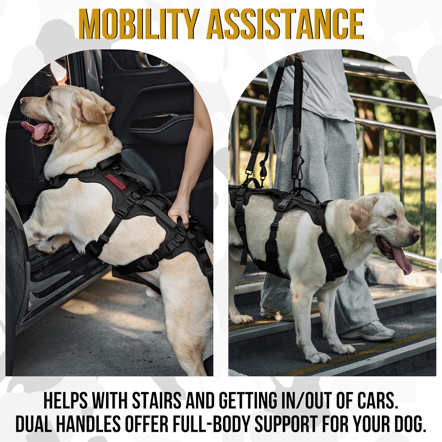 OneTigris Dog Full Body Lift Harness, All-Gender Dogs Friendly Design, Dog Sling Carrier with Three Handles Front/Rear Leg Assist for Arthritis(Black, X- Large)