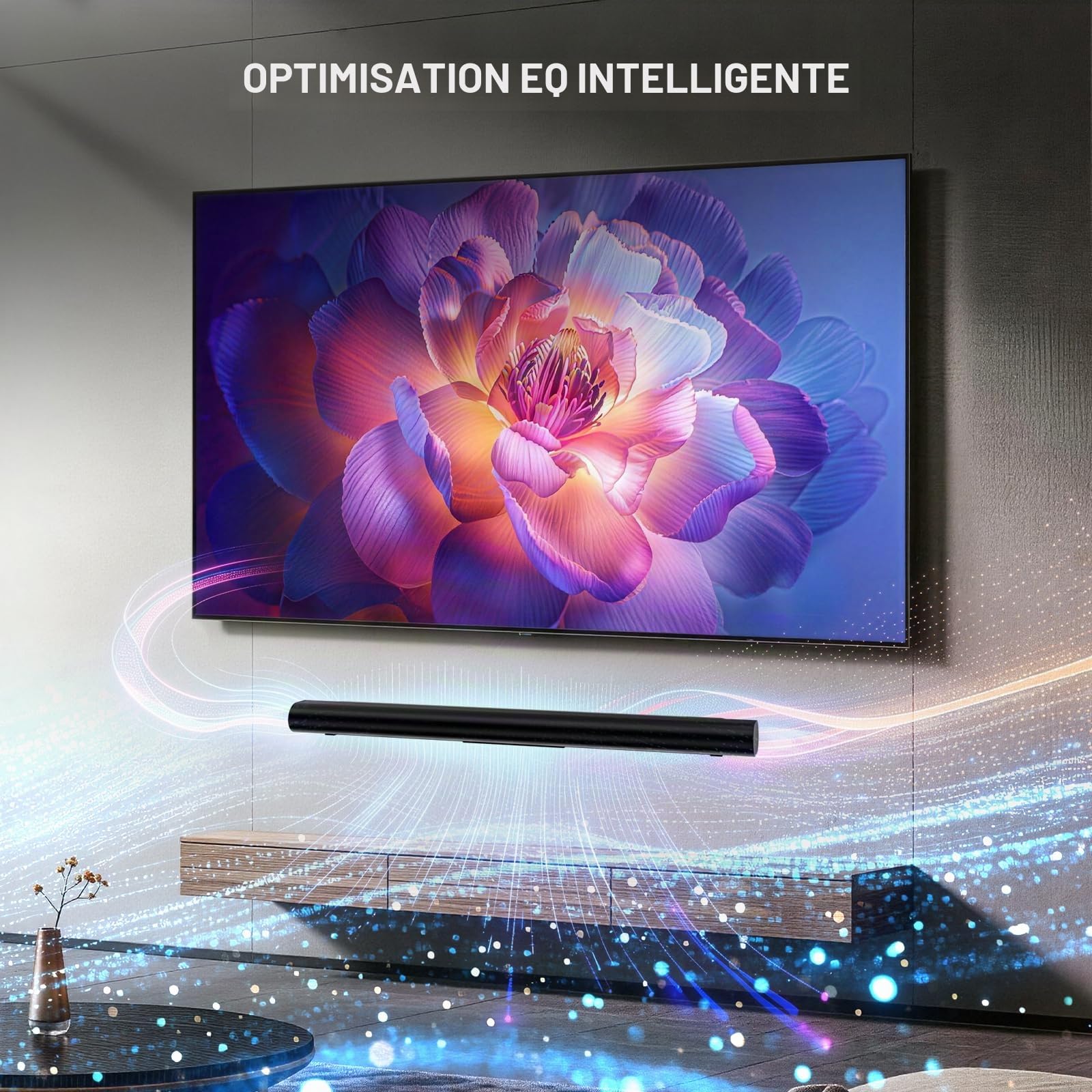 WALI Support mural pour barre de son, conçu pour Sonos Arc, support de barre de son à profil bas sous TV avec kit de matériel, facile à installer (SON003-W), blanc