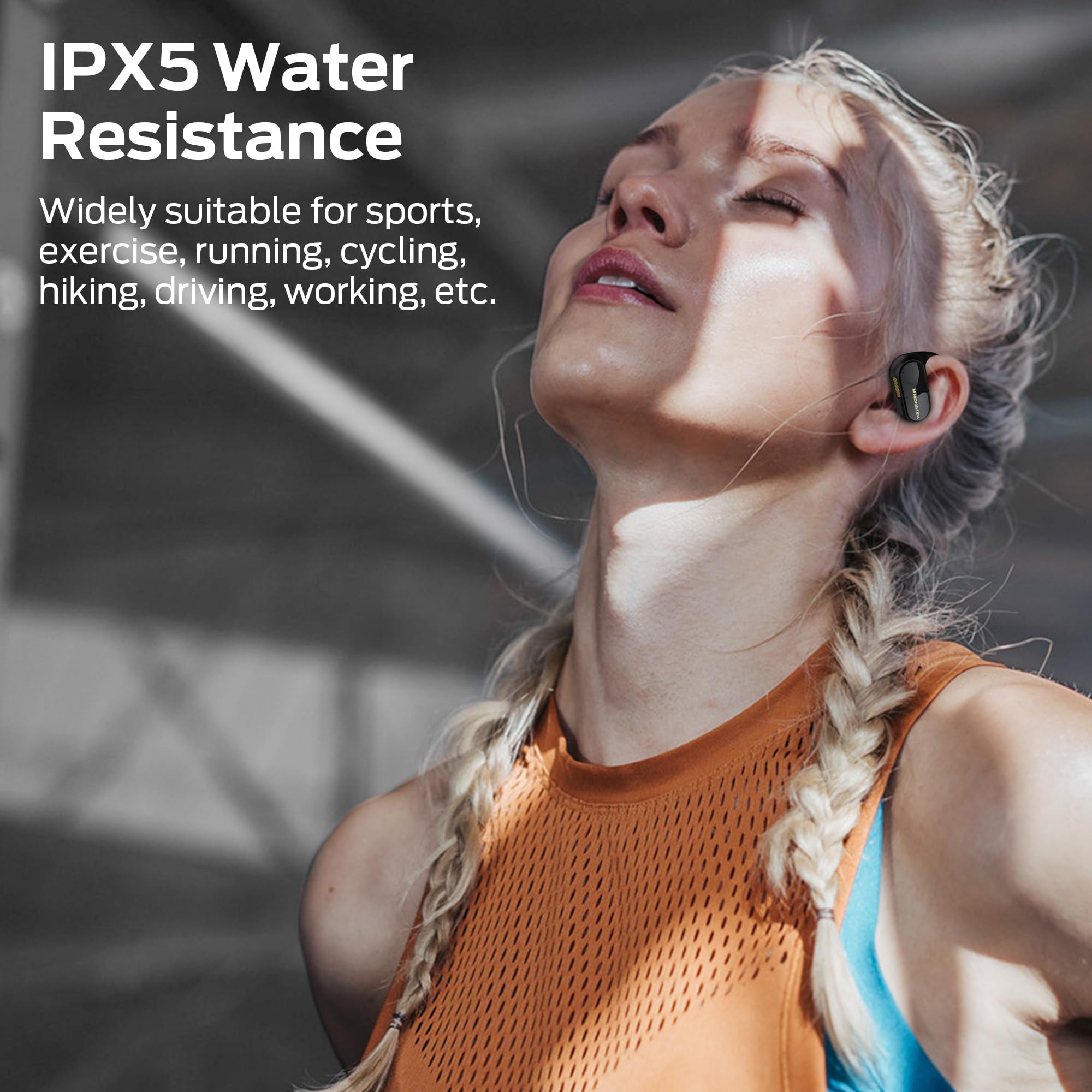 Monster Open Ear AC312 Headphones, Bluetooth 5.4 Wireless Earbuds with Noise-Cancelling Mic for Clear Calls, Powerful Sound by 16mm Large Drivers, Touch Control 32H Playtime, IPX5 Waterproof for Sport