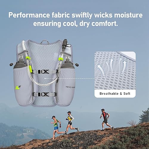 Miniatura 3 de N NEVO RHINO Chaleco para correr, chaleco de hidratación de 5.5 L con vejiga de agua de 1.5 L, mochila de hidratación ligera para senderismo y