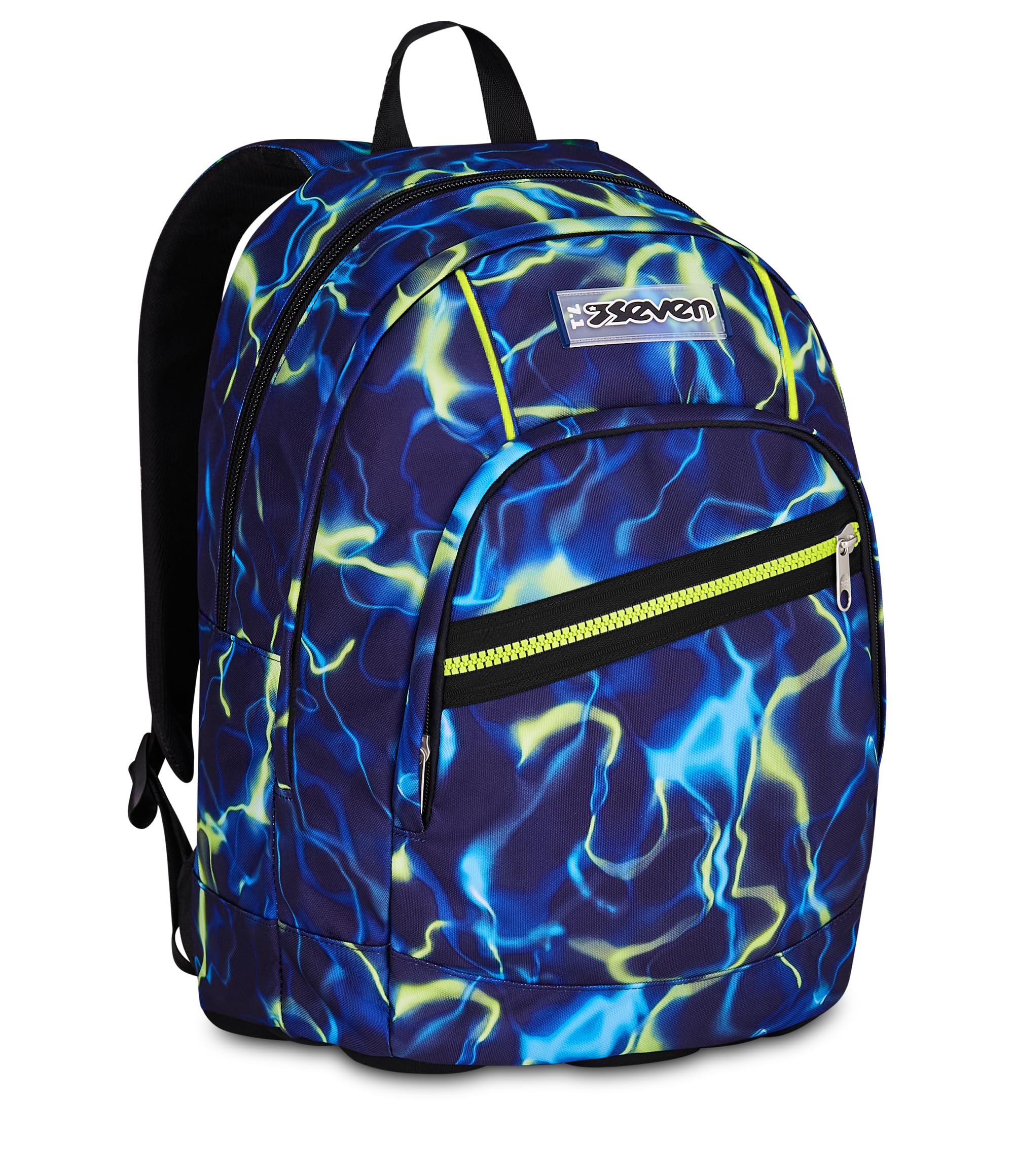 Seven Zaino Scuola Dual ELECTRICVIBE BOY, Doppio Scomparto, Blu, 32 L, Multifunzione, Tasca attrezzata, Tasca laterale porta borraccia, Scomparto porta pc, Scuola media e superiore, Bambini, Ragazzi