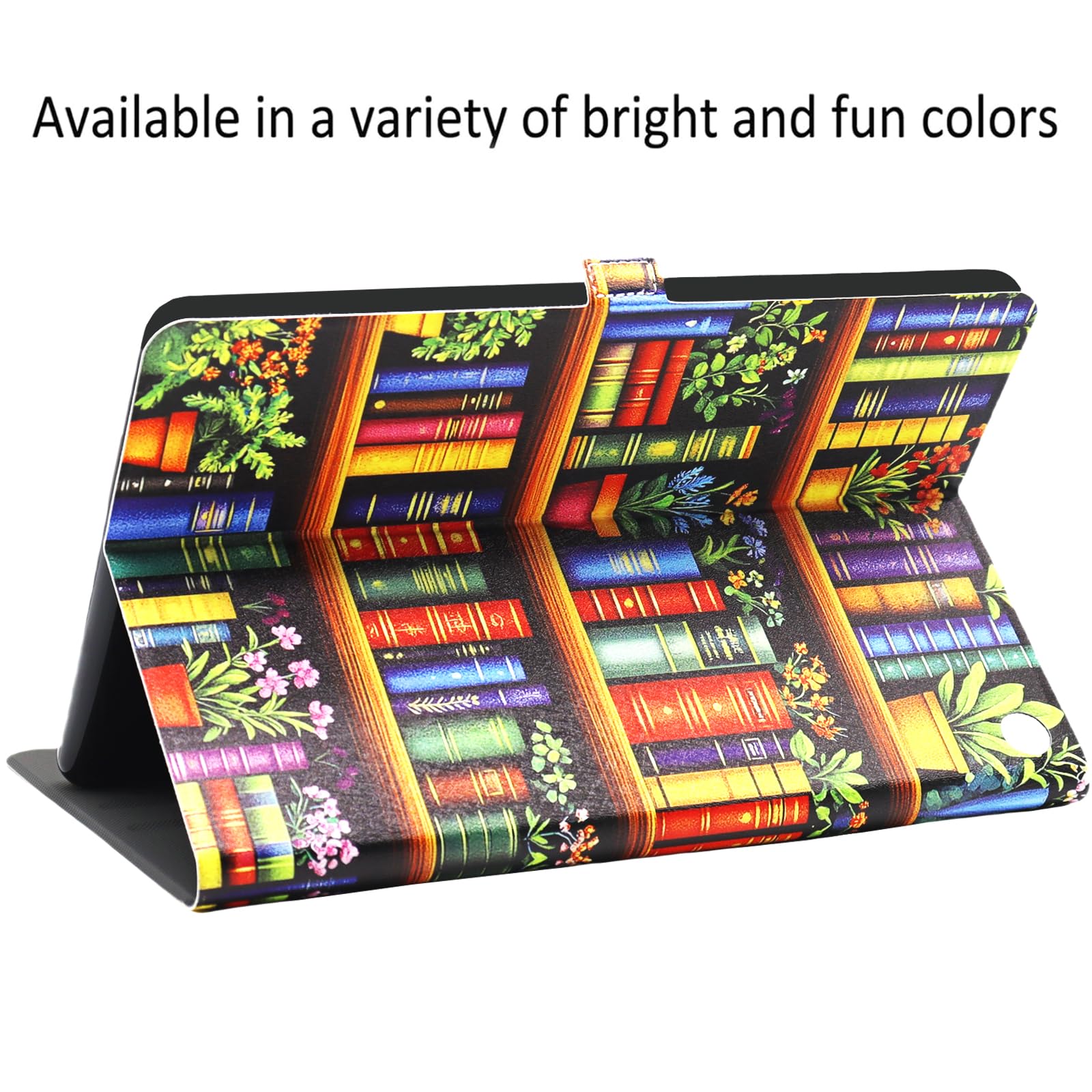 Amazon Kindle Fire HD 8 und Fire HD 8 Plus Tablet-Hülle (12./10. Generation, 2024/2022/2020), schlanke, leichte Leder-Smart-Tablet-Hülle mit automatischer Wake/Sleep-Funktion, Bücherregal
