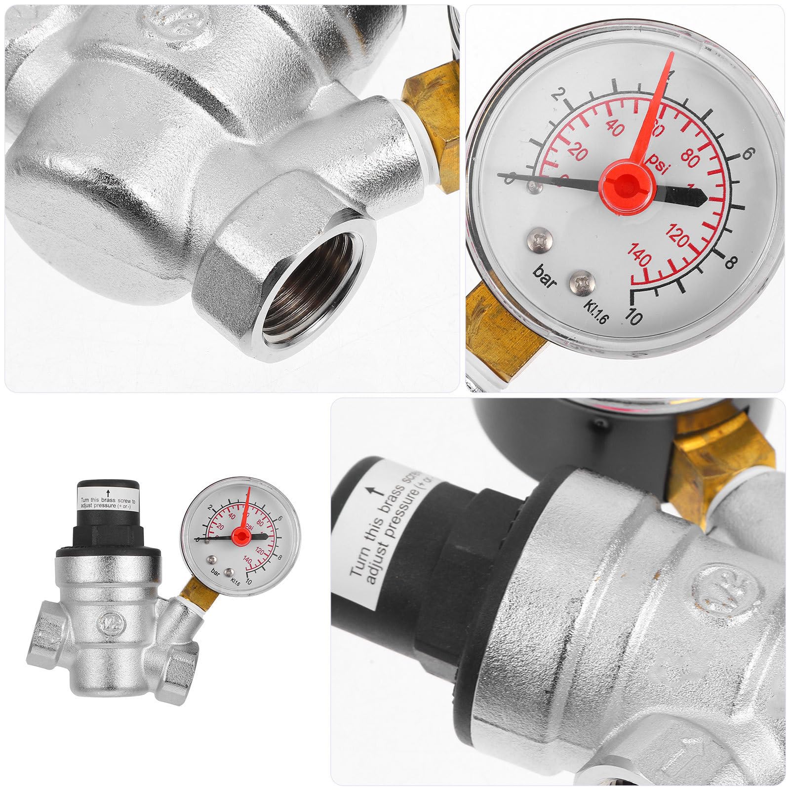 Verchromtem Messing Wasserdruckregler mit Manometer Pn16