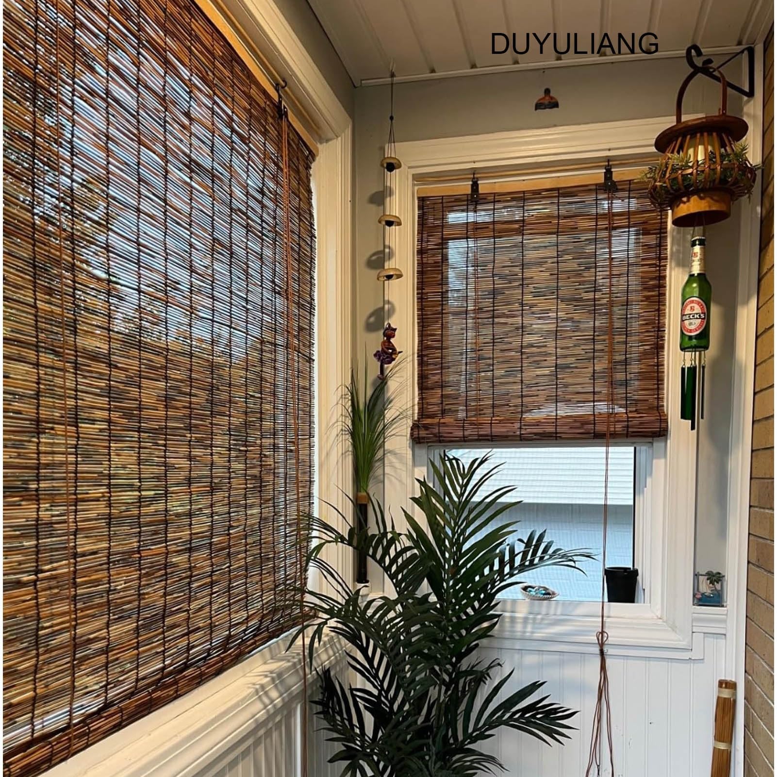 Store En Bambou Exterieur Interieur, Stores À Enroulement, Store Vertical Jardin Balcon Terrasse, Retro Store Enrouleur Roseau, Naturel Rideaux En Roseau, Protection Solaire, 70% D'ombrage(140 x 175 c