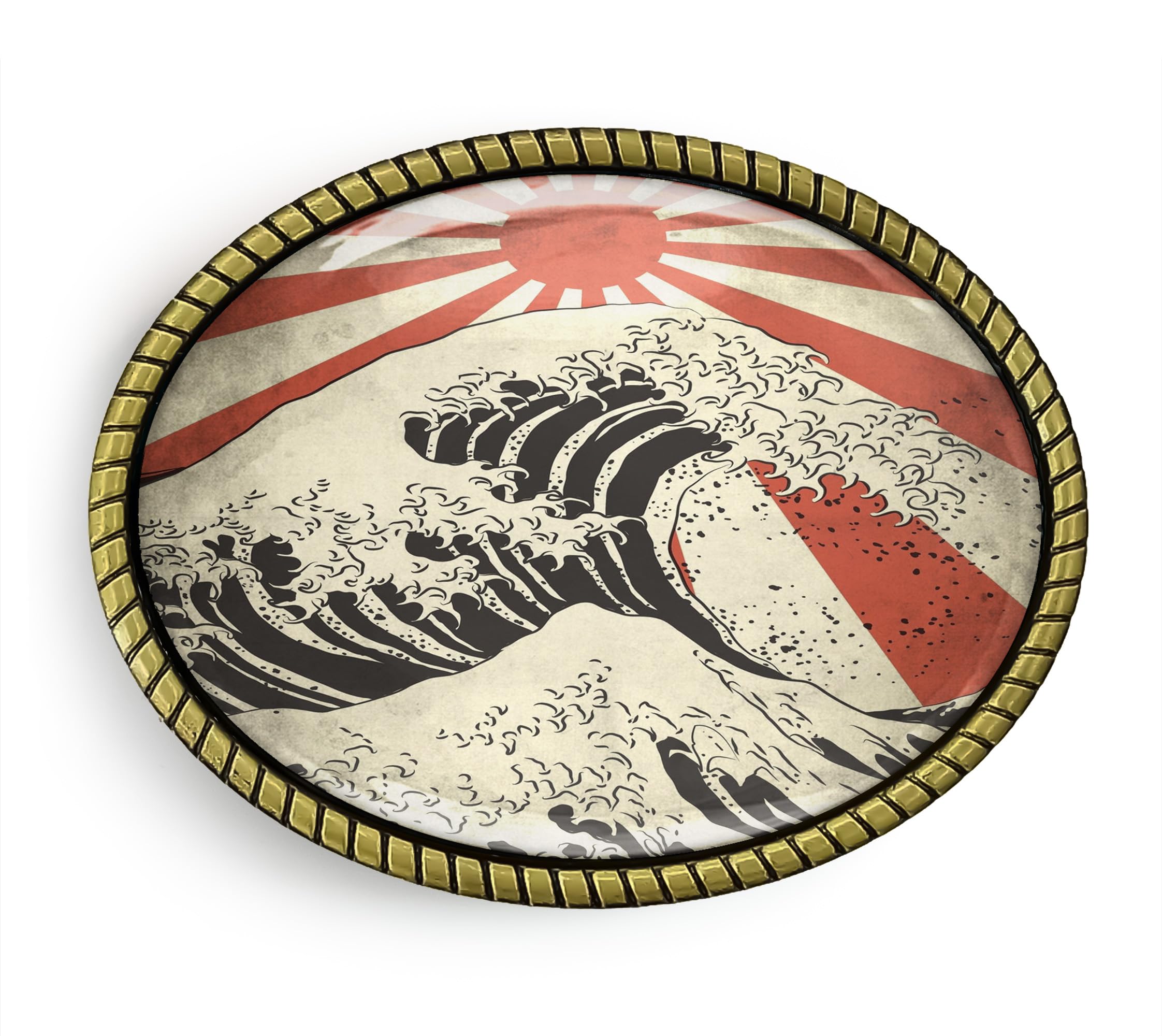 Vintage Surf Belt Buckle - Japanese Tsunami Wave Handmade Brass Belt Buckle