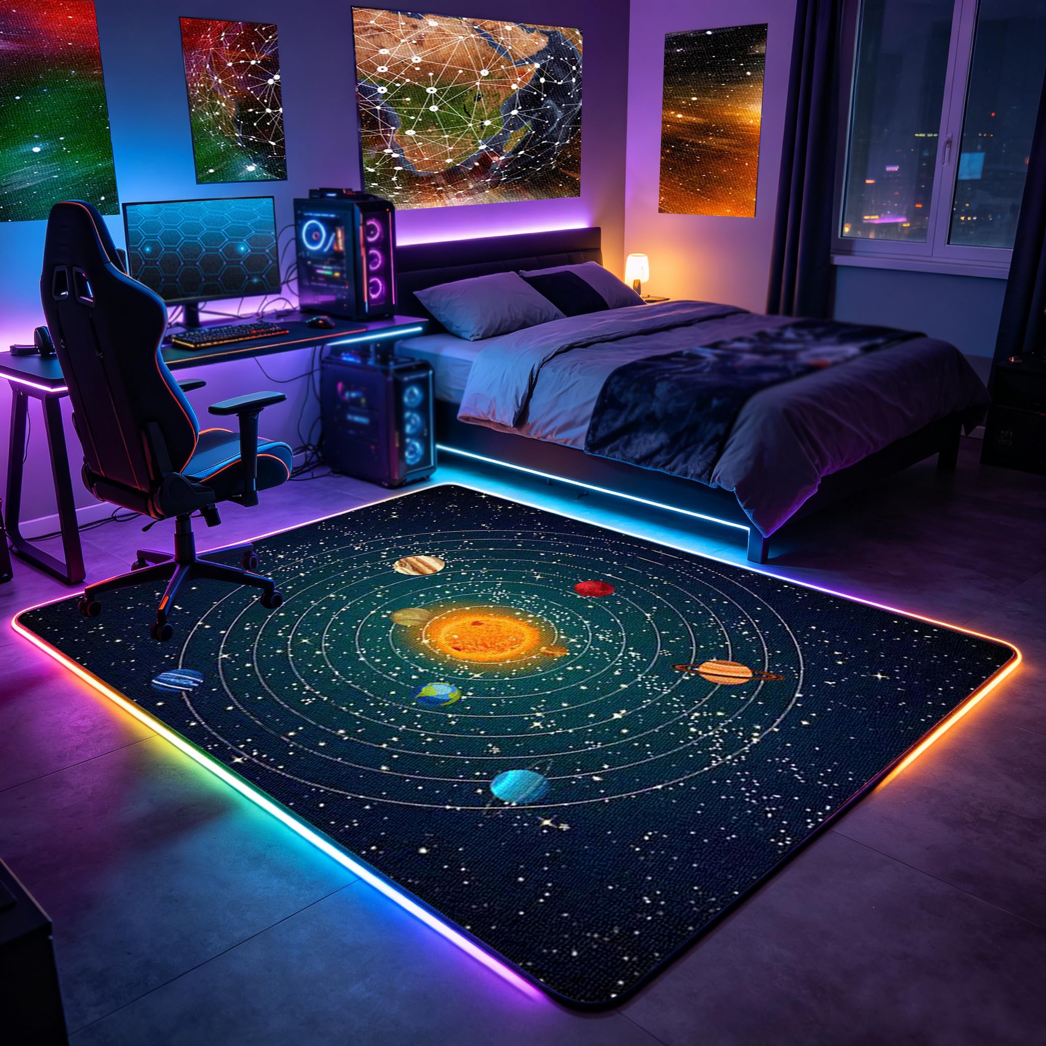 Tapis de Jeu pour Chambre de Garçon, Tapis Gamer, Tapis pour Chambre de Garçons pour Salle de Jeu Salle de Jeux Décoration Maison, Lavable Tapis Chambre Ado 3D Tapis de Jeu Gaming 150 x 210 cm