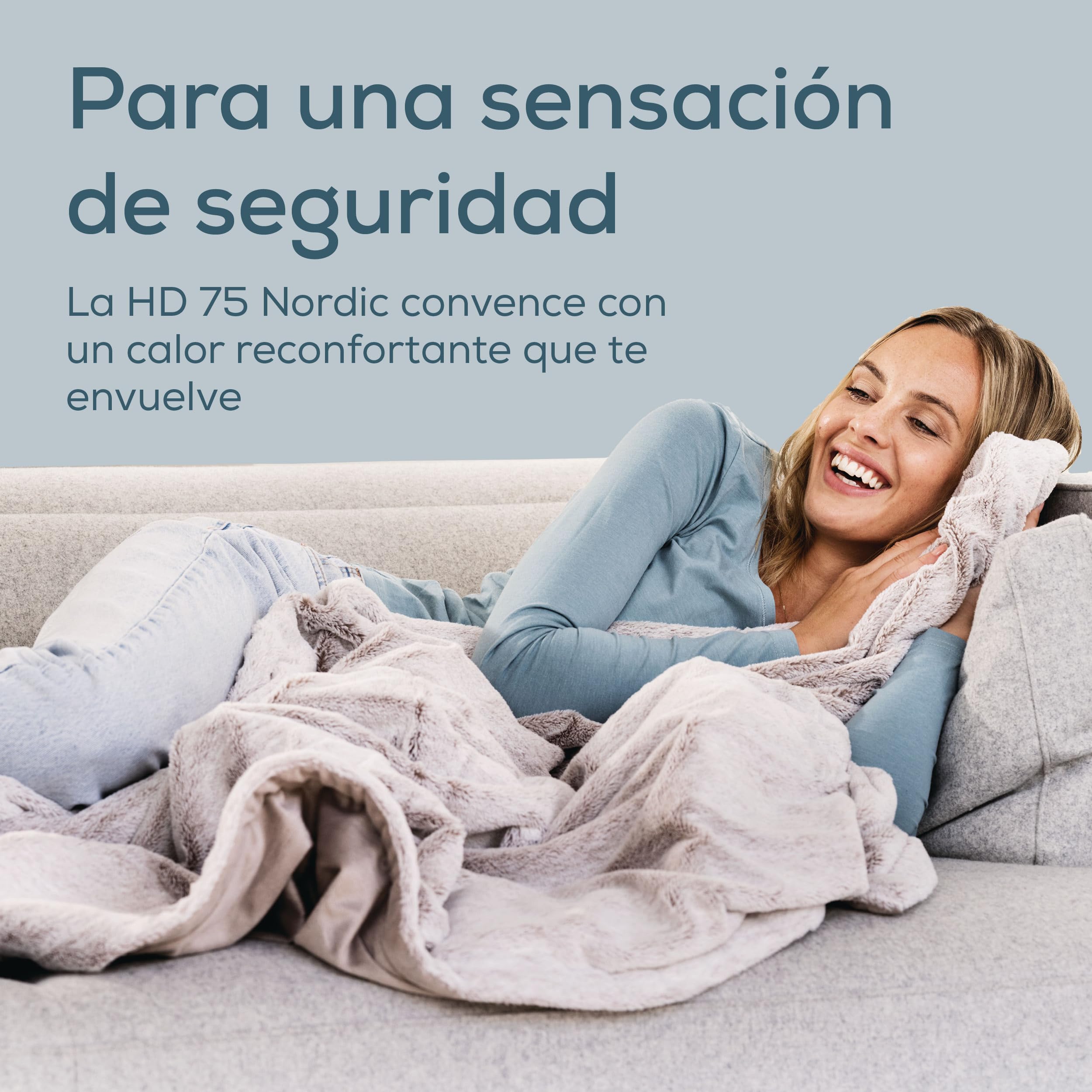 Beurer HD 75 Nordic manta eléctrica, manta térmica suave con aspecto de piel sintética, 6 niveles de temperatura, lavable a máquina (30 °C), desconexión automática. Color beige/marrón, 180×130 cm