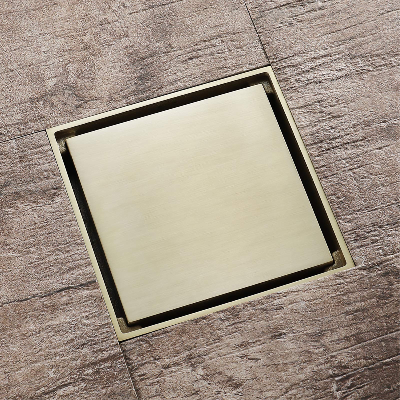 Desagüe de piso, protectores de drenaje, desagüe de ducha de 4 pulgadas, desodorante de latón, desagüe de piso de ducha, desagüe de ducha cuadrado invisible de gran caudal con desodorante de lató