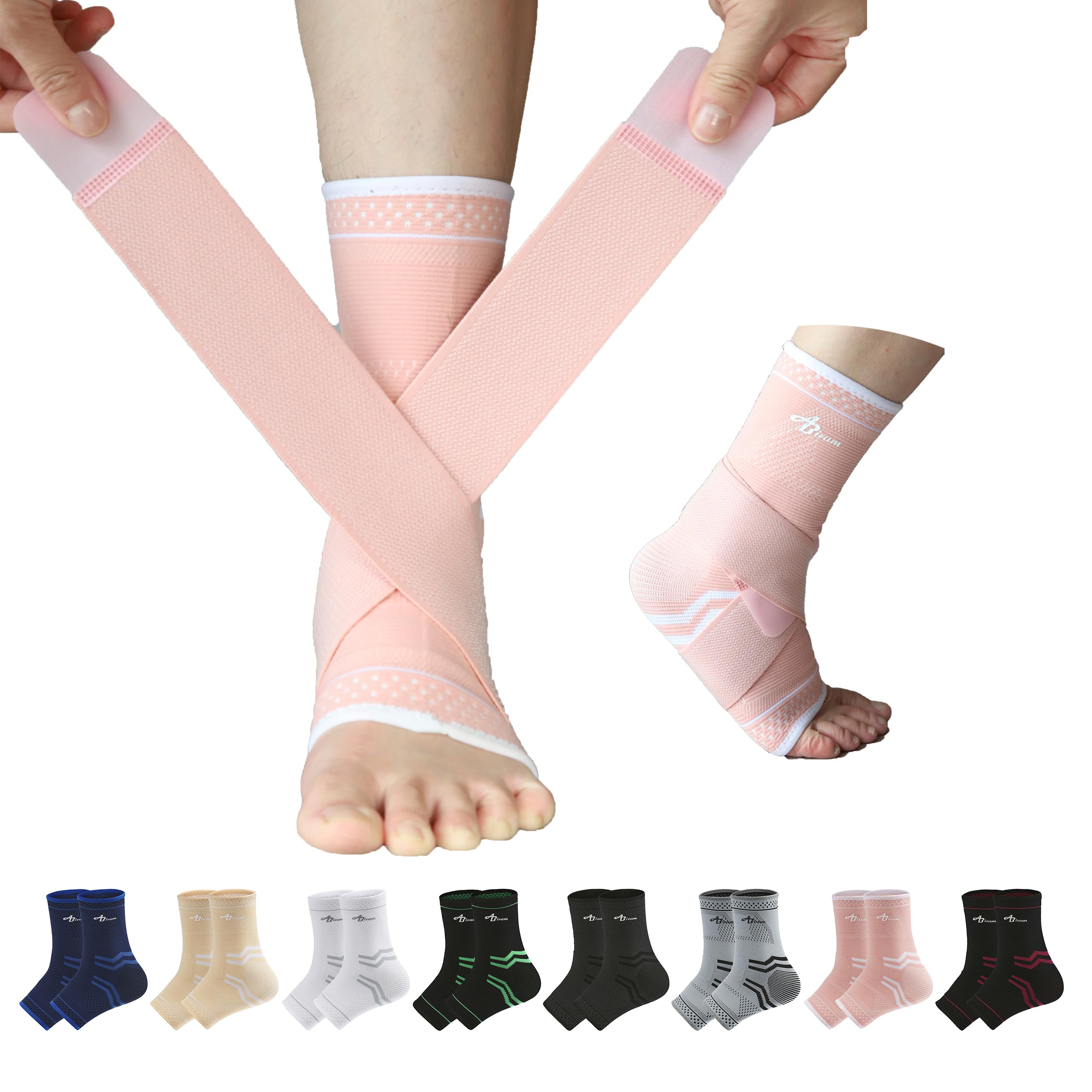 Photo 1 of ***ONE ONLY*** ABIRAM Ankle Brace for Men & Women - Adjustable Compression Sleeve with Wrap, Stability Support & Relief for Sprained Ankle, Plantar Fasciitis & Achilles Tendonitis - Breathable Running & Sports Gear