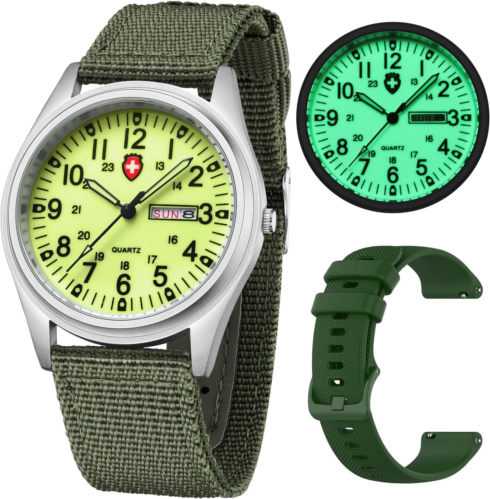 Unisex Military Watches Sport Textile Nylon Strap Stylish Men Watch Luminous Fashion Watches Analog Display Quartz Waterproof Casual Wristwatch