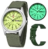 Unisex Military Watches Sport Textile Nylon Strap Stylish Men Watch Luminous Fashion Watches Analog Display Quartz Waterproof Casual Wristwatch