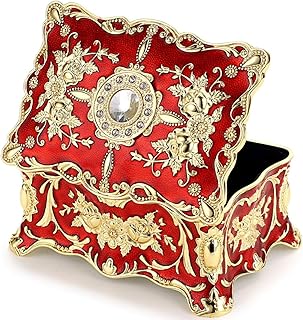 YWHWXB Vintage Metal Jewelry Box,Small Multi-Compartment Treasure Chest ...