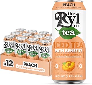 Ryl Iced Tea, Peach, Antioxidant Superblend, Zero Sugar, Low Carb, Zero Calorie Iced Tea, 16.0 Fl Oz (12-Pack)