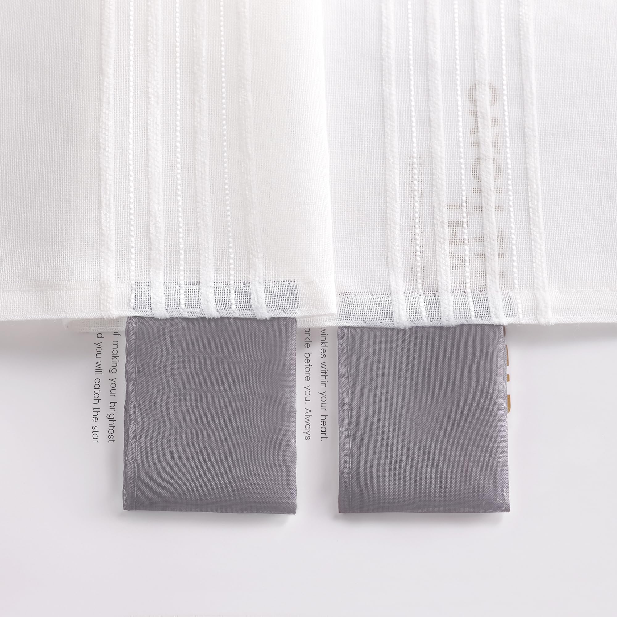 HeichkelL Scheibengardine mit Schlaufen Leinenoptik Gardine Halbtransparent Bistrogardine Landhausstil Kurzstores Grau HxB 45x90cm
