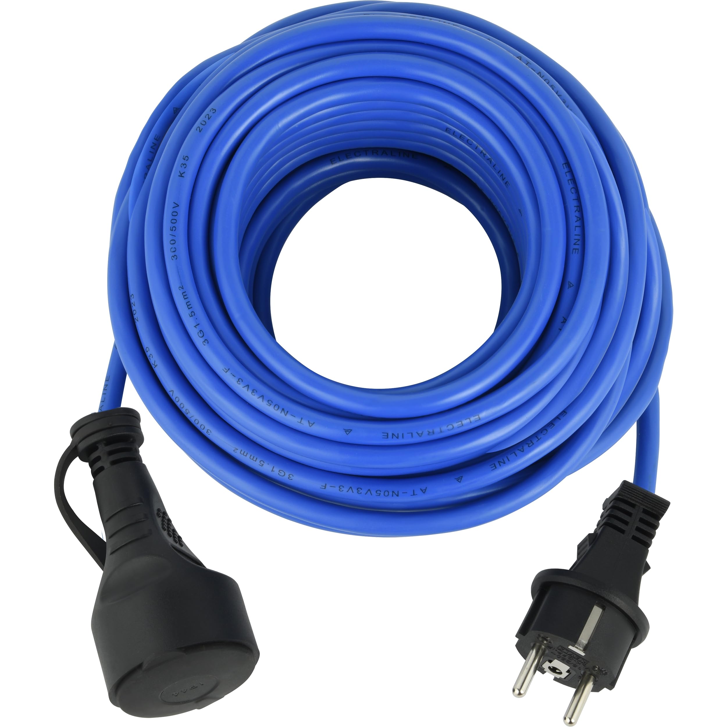Electraline 01682 Rallonge Prolongateur électrique 10M Outdoor Profesionnelle IP44, Câble spécial AT-N05V3V3-F 3G1.5, utilisable jusqu'à -35 °C, résistant aux UV, huiles et températures ectrêmes