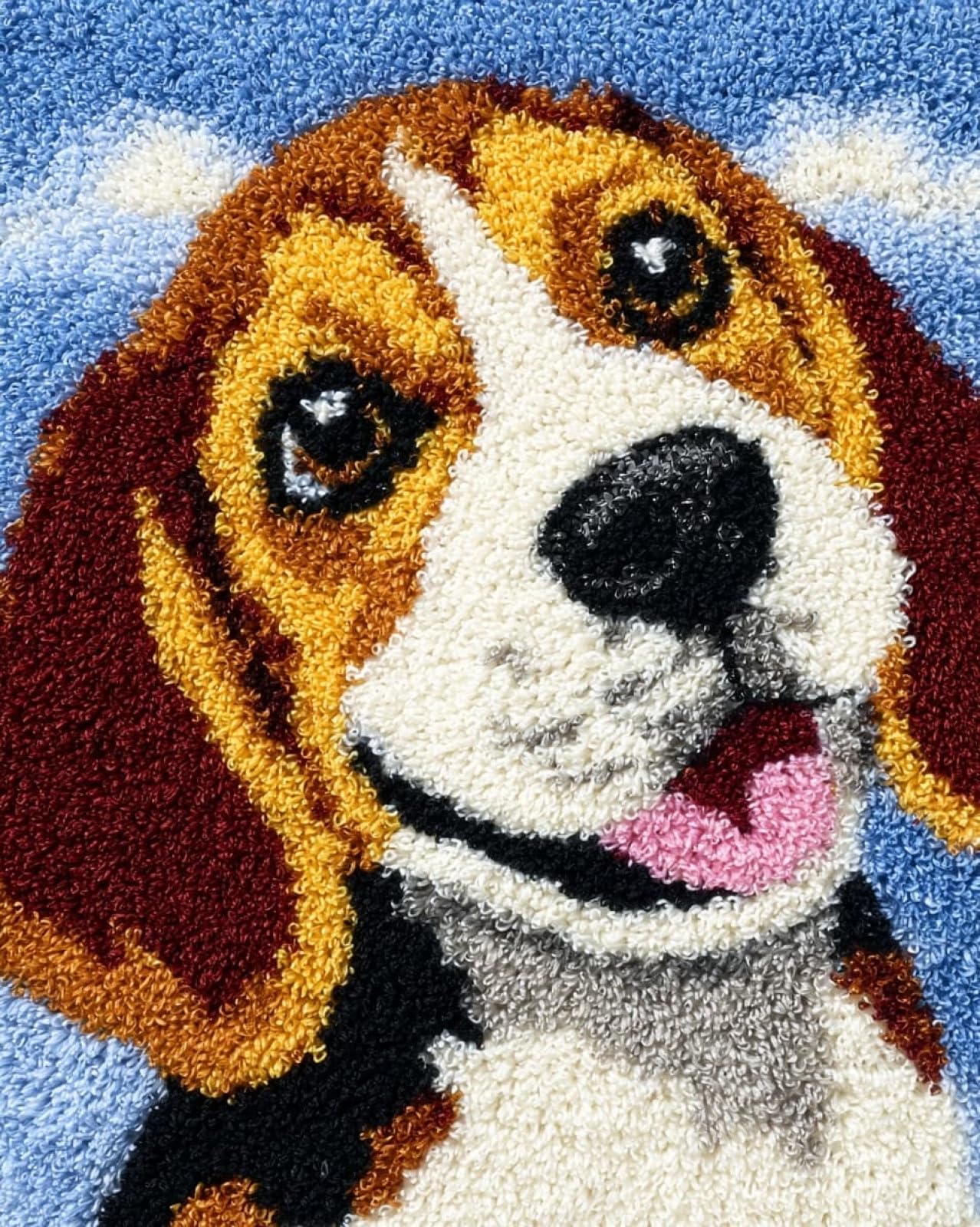 Wallphantom Latch Hook Rug Kits for Adult,Smiling Beagle,DIY Rug Crochet Making Kits with Pre-Printed Canvas and Latch Hook Tool and Enough Yarn,55x75cm