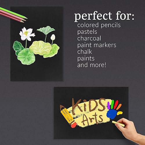 Miniatura 2 de FEITAKE Cuaderno de bocetos de papel negro, 120 páginas (60 hojas) en tamaños A4150 GSM (90 libras) cuaderno de dibujo artístico pesado para