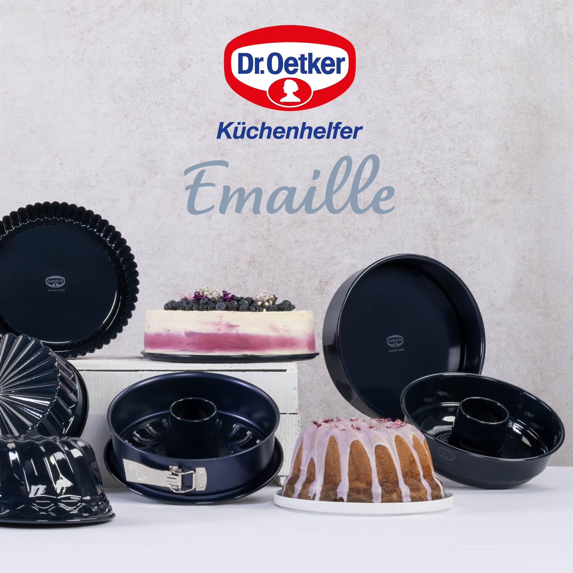 Dr. Oetker Backform Ø 28 cm Back-Liebe Emaille mit Hebeboden – Runde Kuchenform mit schnitt- & kratzfestem Emaille-Boden – 28er Kuchenbackform mit hohem Rand für Kuchen und Torten