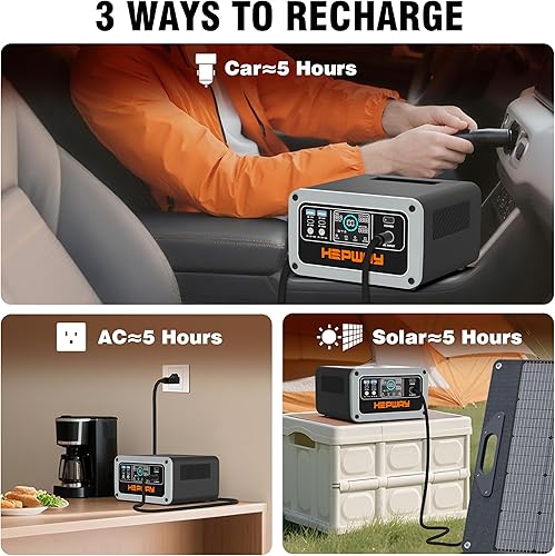 Miniatura 9 de Estación de energía portátil H30, batería LiFePO4 de 300 W, generador solar de 288 Wh, 2 salidas de CA de 120 V, salida PD 100 W USB-C, banco de