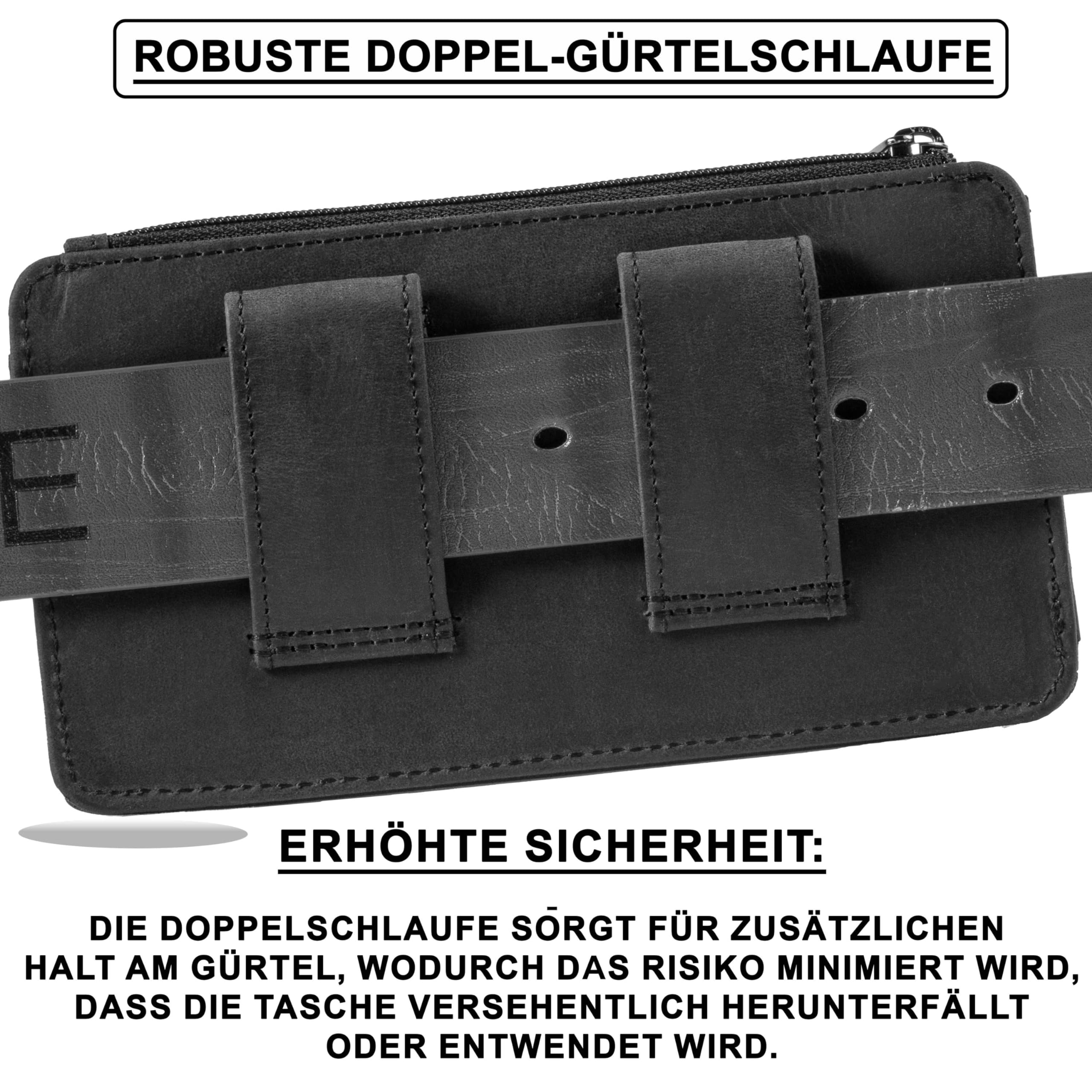 MATADOR Brisbane, 2 w 1, z prawdziwej skóry, z kieszenią na zamek błyskawiczny, z eleganckim pudełkiem na prezent i ochroną RFID, eleganckie etui na telefon komórkowy ze skóry do 6,9 cala, w kolorze