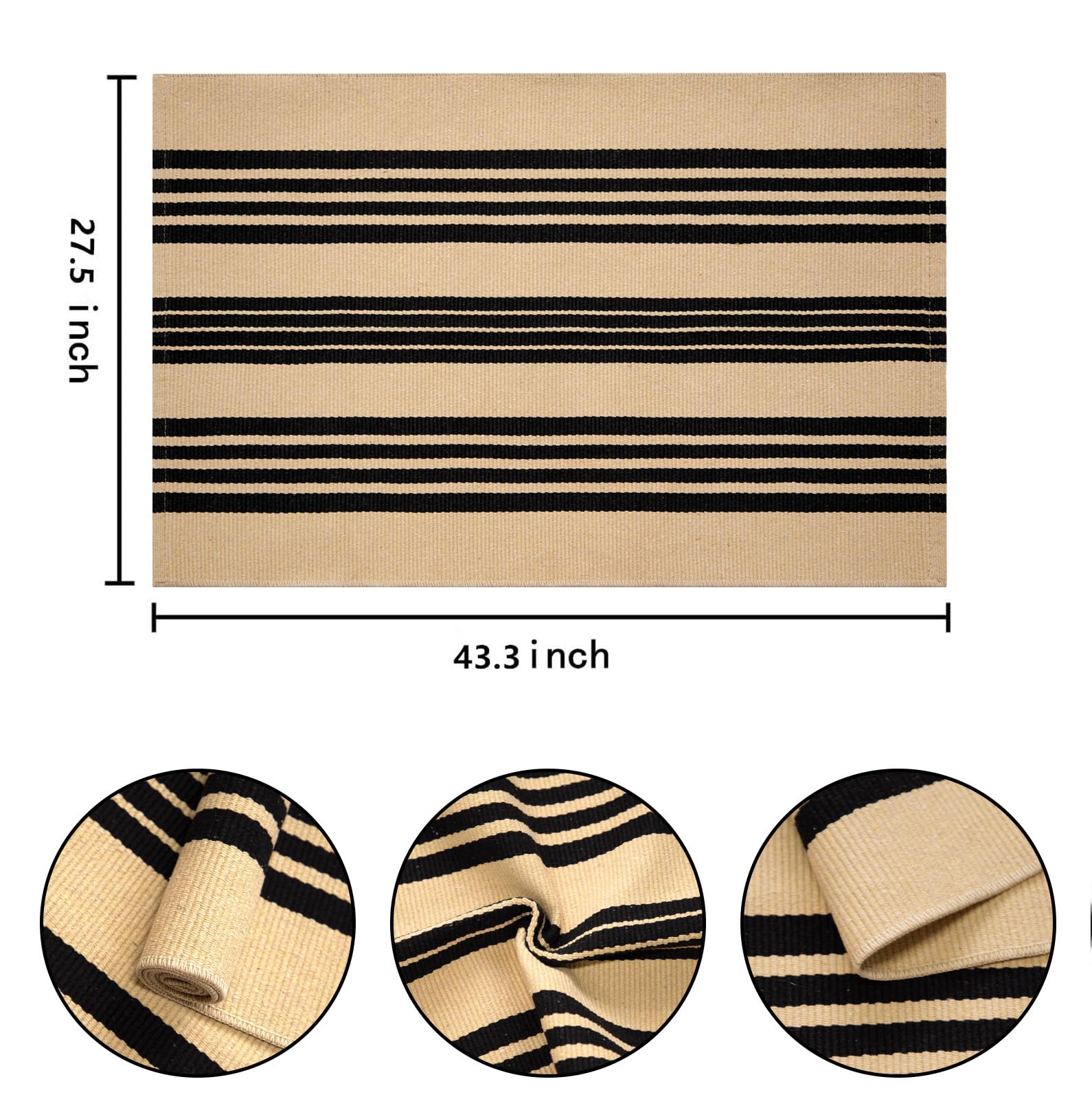 Alfombra de Exterior a Rayas de 2,3'x3,6', Felpudo pequeño para Puerta