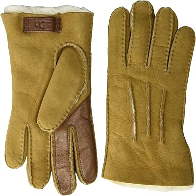 UGG Contrast Water Resistant Sheepskin Tech Gloves chestnut