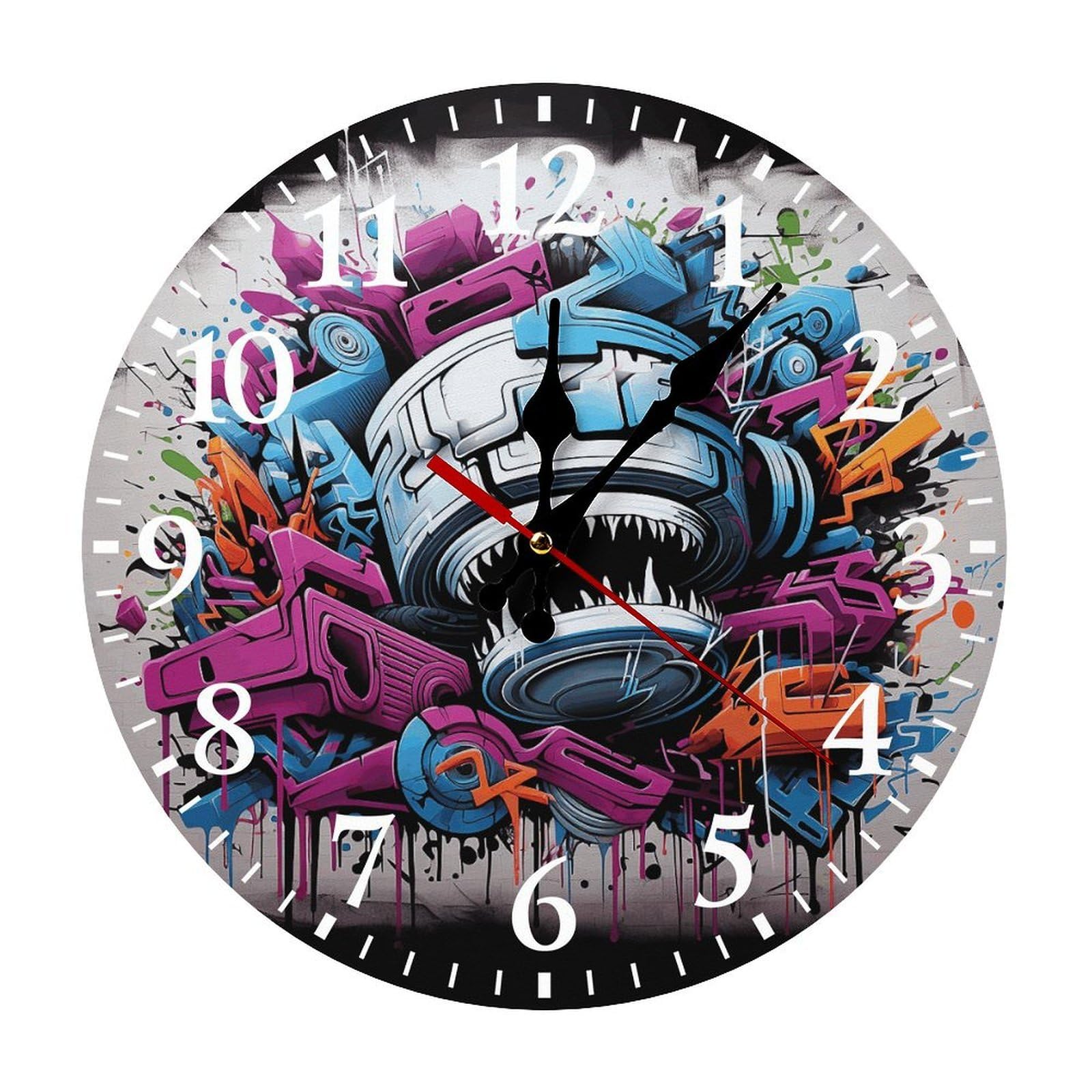 Horloge murale avec chiffres arabes lisibles et mécanisme silencieux pour bureau