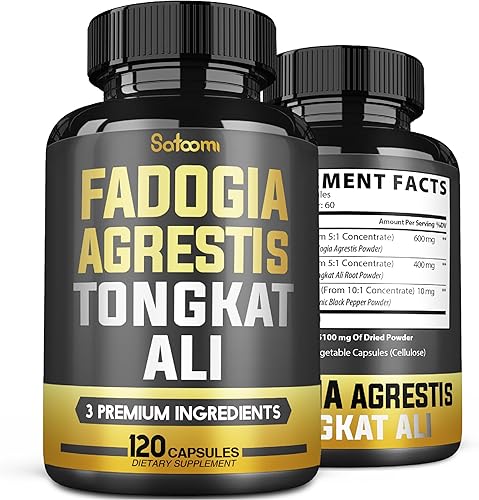 Fadogia Agrestis de 600 mg con 400 mg de Tongkat Ali - Apoyo para la producción de energía, fuerza, sistema inmunológico y pre-entrenamiento - 120