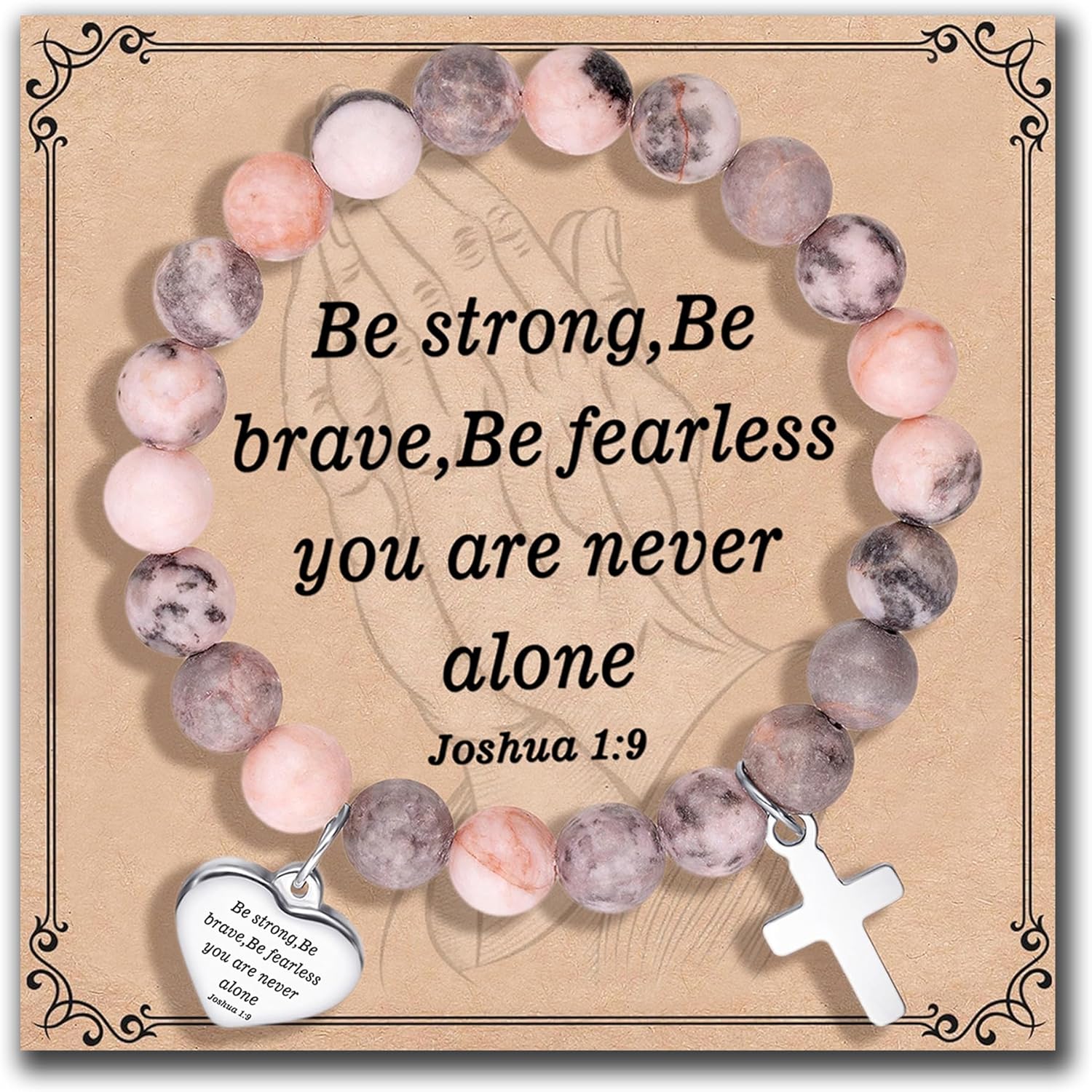 Inspirational Gifts Bracelets for Women Cross Bracelets with Natural Stone Christian Bible Verse Bracelet Prayer Faith Religious Jewelry