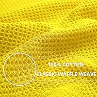 Vista 2 de Homaxy Paños de cocina de 100% algodón con tejido de gofre, ultra suaves, absorbentes, de secado rápido, 12 x 12 pulgadas, paquete de 6, amarillo