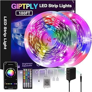 100ft Led Strip Lights,Led Lights for Bedroom,Music Sync Color Changing Led Lights with APP and 44 Keys Remote Control,Rope Lights,RGB Led Light Strips for Room Decor (50ft*2)