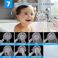 Vista 3 de Hibbent All Metal 10'' Filtered Rainfall Shower Head Combo for Easy Reach, High Pressure Shower Head System, Handheld Showerhead, Adjustable Holder