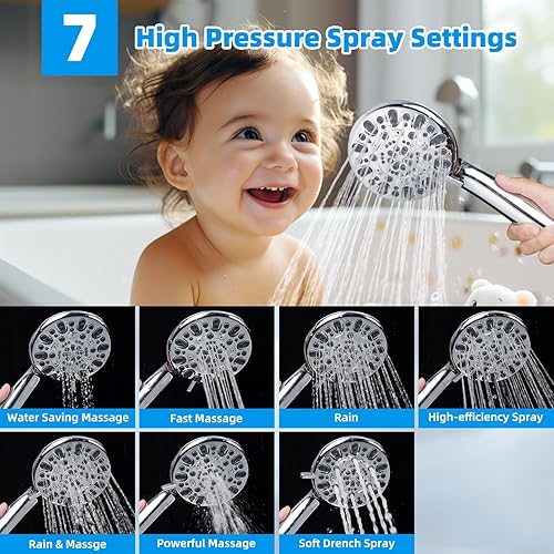 Miniatura 3 de Hibbent Juego de cabezal de ducha de lluvia filtrado de 10 pulgadas de metal para un fácil alcance, sistema de cabezal de ducha de alta presión,