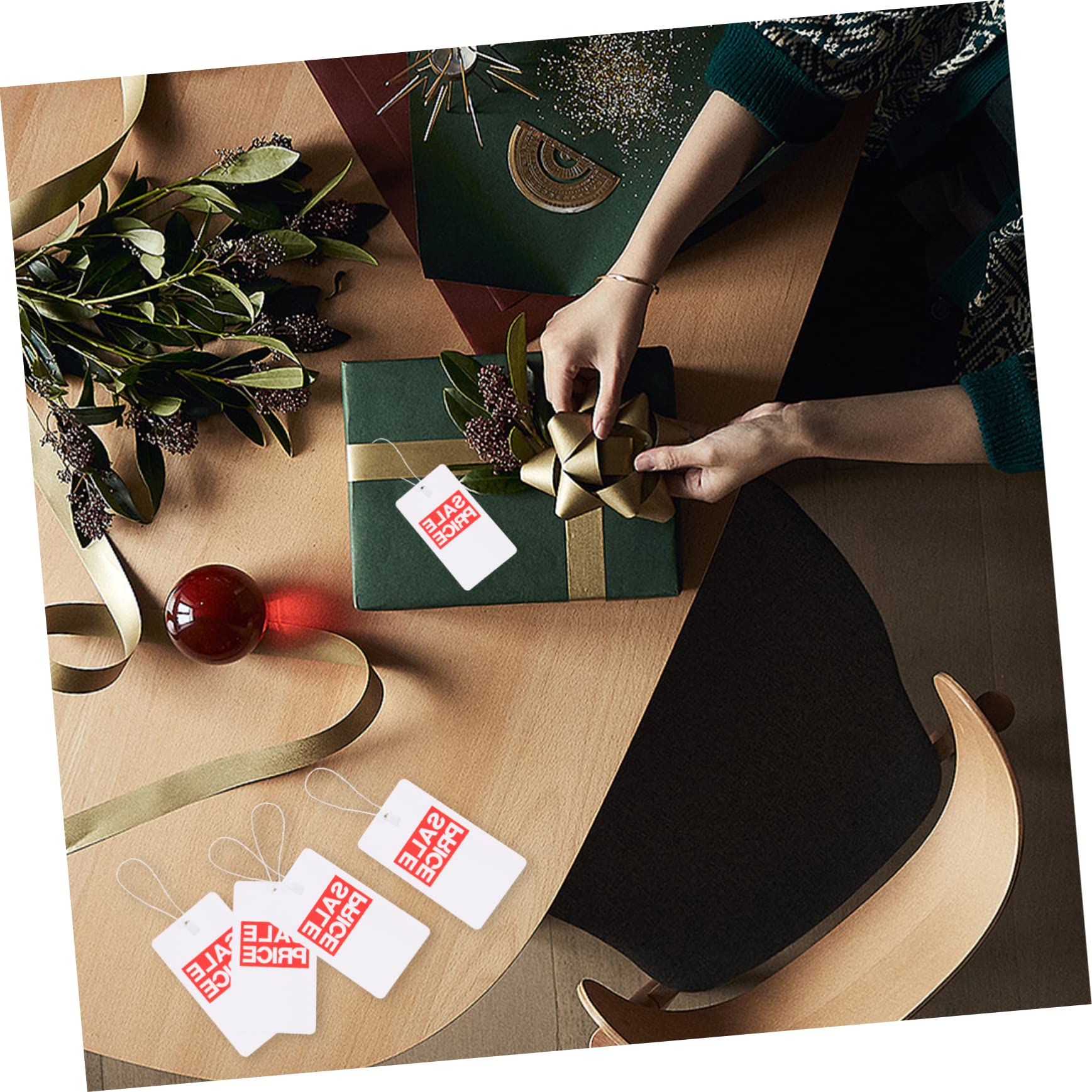 CANIGHT 1000pcs Sling Hanging Ropes Writable Garment Tag Labeling Ties Tag Little Hand Bell Shop Accessory Fasteners for Crafts Bag Seal Lock Secure Tag Ropes White Plastic