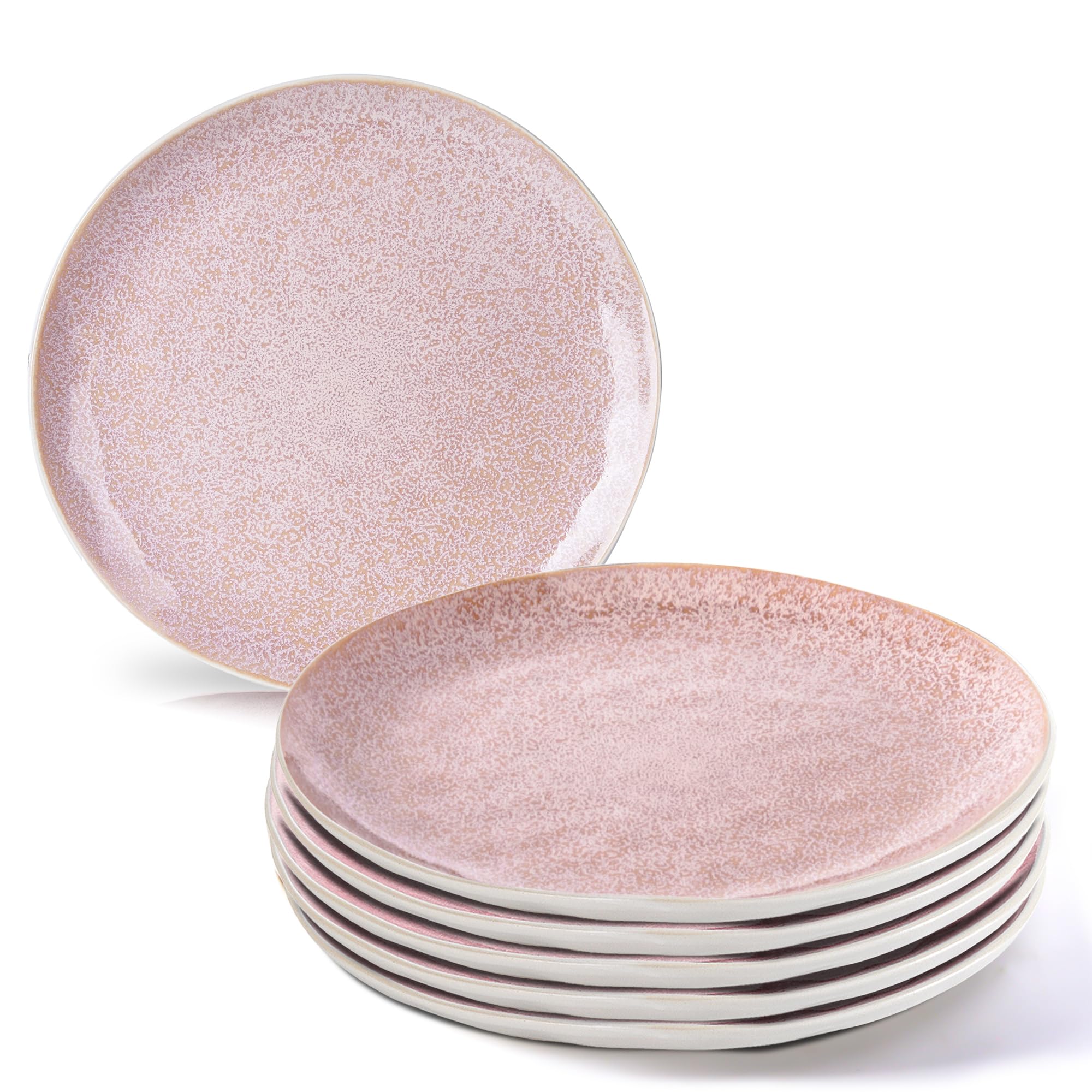 MIAMIO - Lot de 6 Assiettes 28 cm Grès Céramique – Grandes Assiettes pour Plats Principaux – Vaisselle Moderne Rose – Collection Lumera, Compatible Lave-vaisselle et Micro-ondes